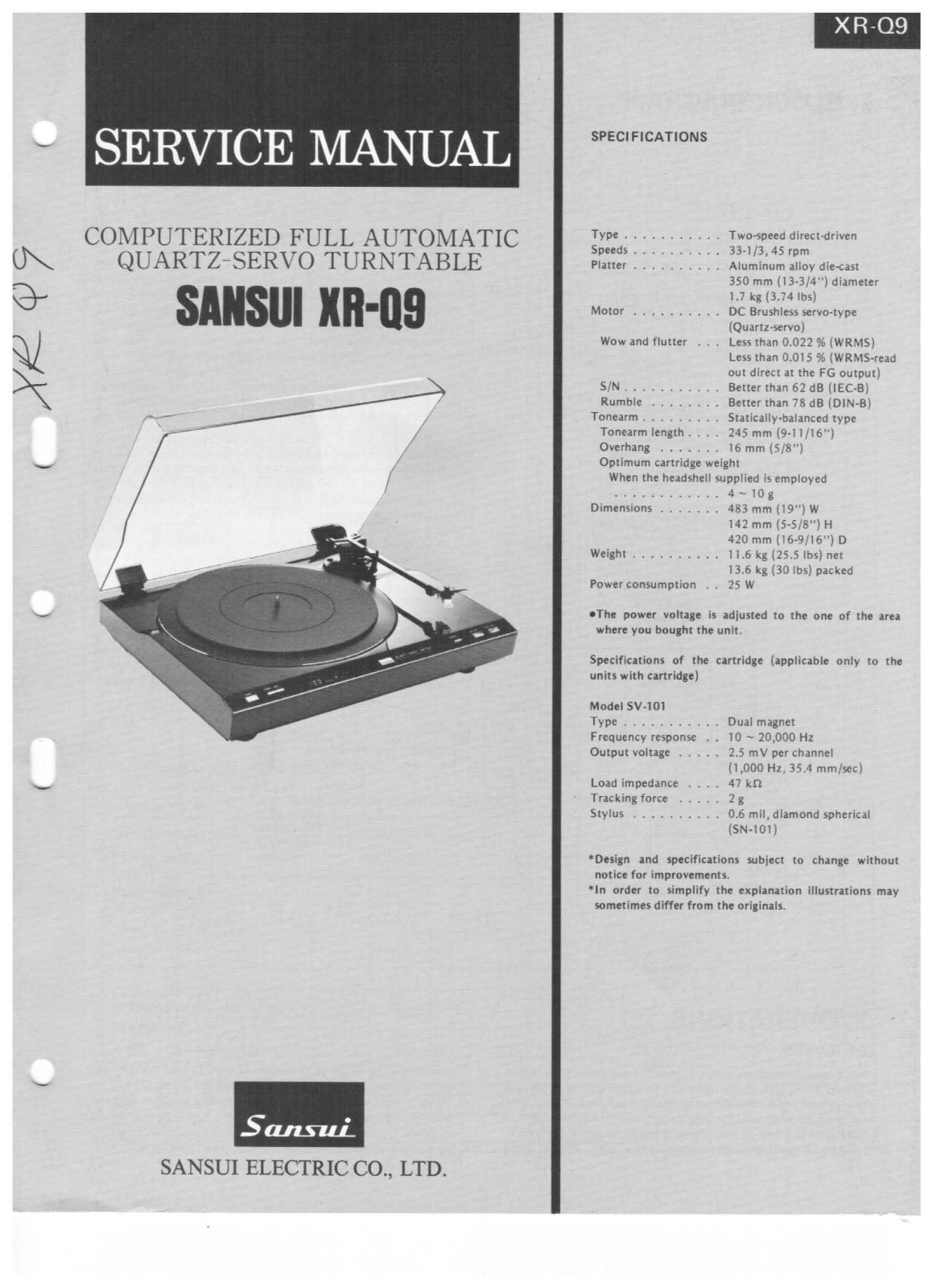 Sansui XR-Q9 Service Manual