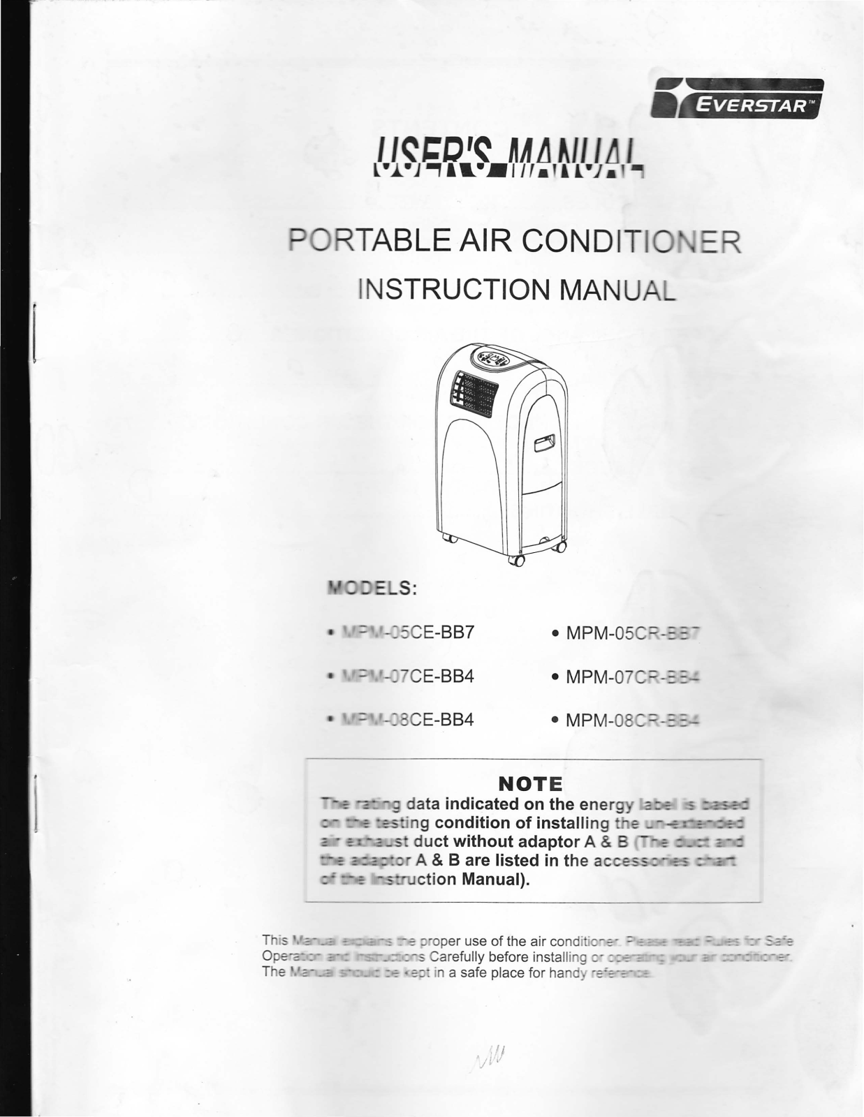 Midea MPM-05CE-BB7, MPM-07CE-BB4, MPM-05CR-BB7, MPM-07CR-BB4, MPM-08CE-BB4 User Manual - ManualMachine.com