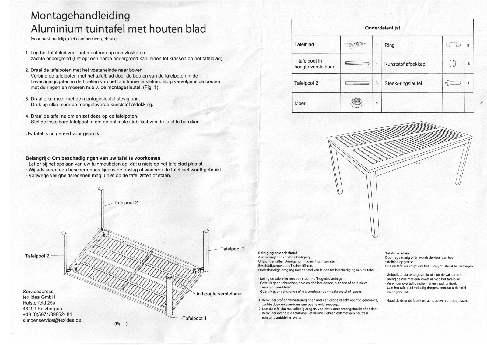 Garden Feelings Aluminium User Manual