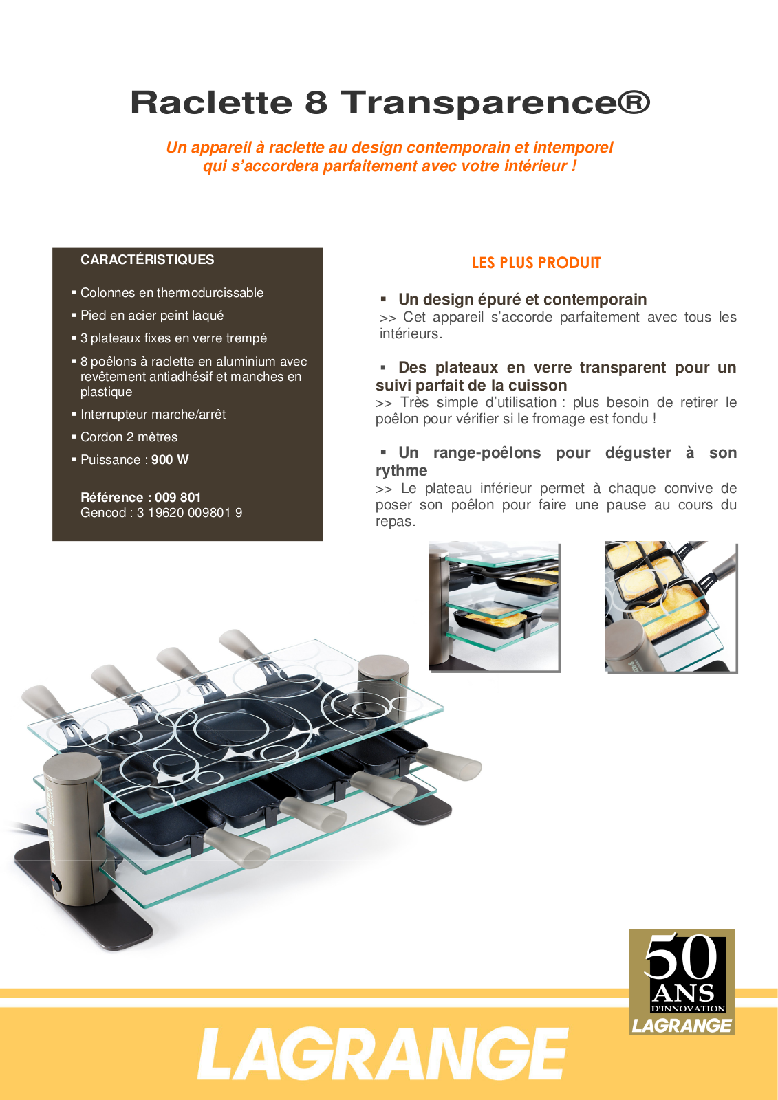 LAGRANGE RACLETTE 2 TRANSPARENCE, RACLETTE 6 TRANSPARENCE, RACLETTE 8 TRANSPARENCE User Manual