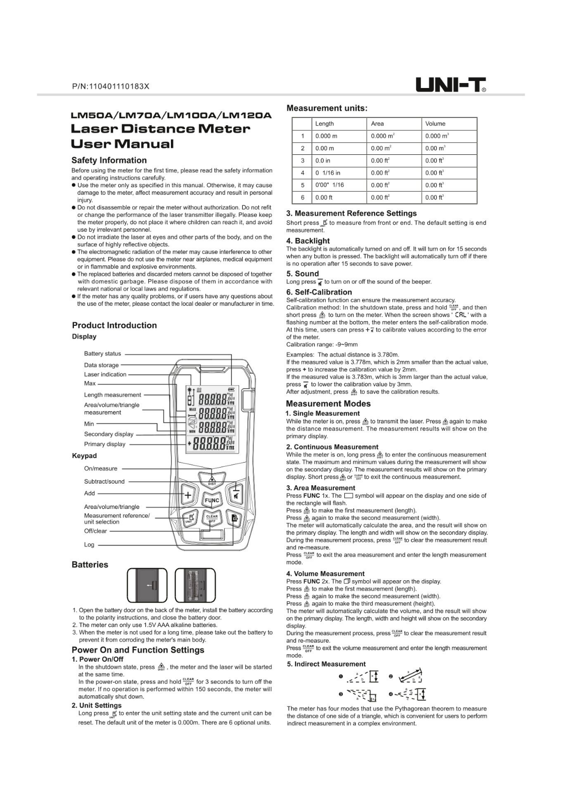 UNI-T LM50A, LM70A, LM100A, LM12ОA User guide - ManualMachine.com