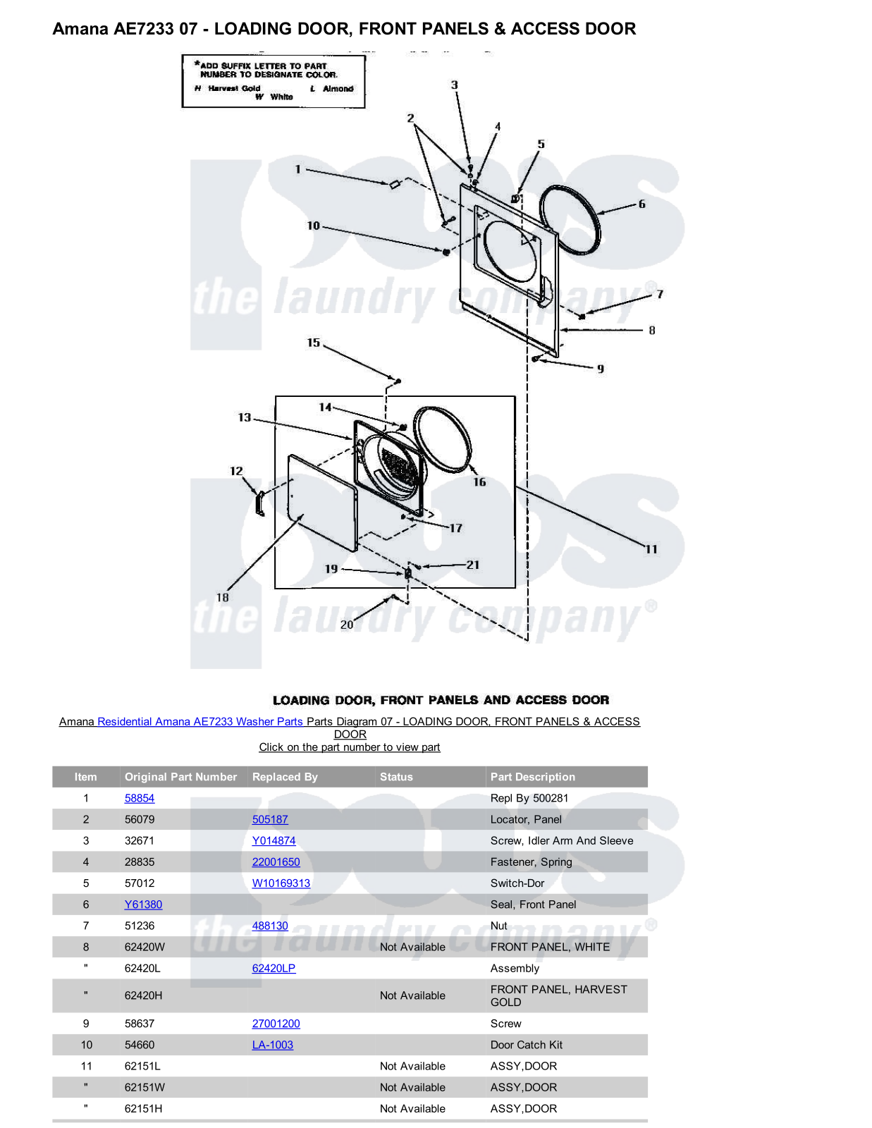 Amana AE7233 Parts Diagram