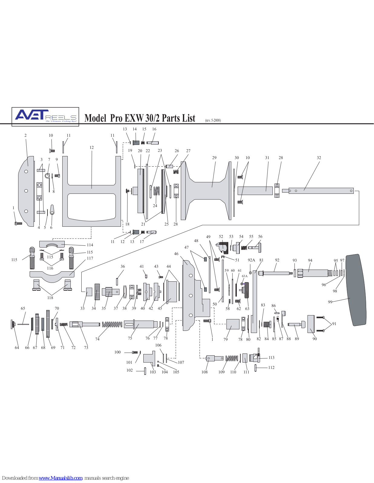 Avet Reels Pro EXW 30/2 Parts List