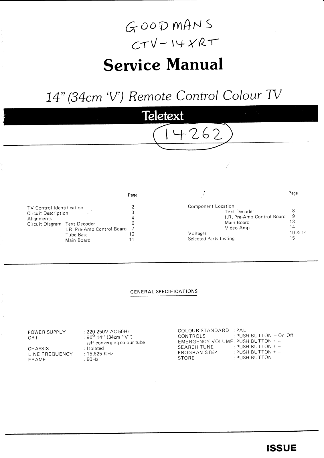 Goodmans ctv 14xrt schematic