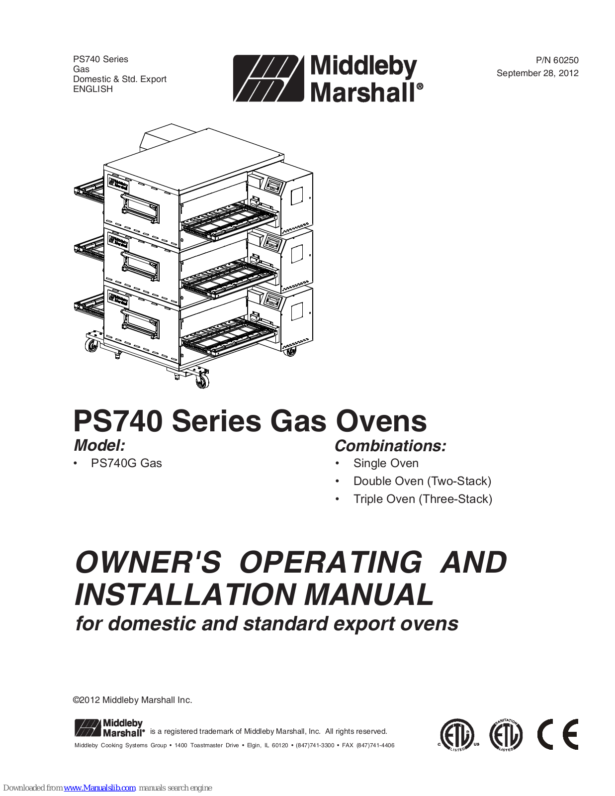 Middleby Marshall PS740G, PS740 Installation Manual