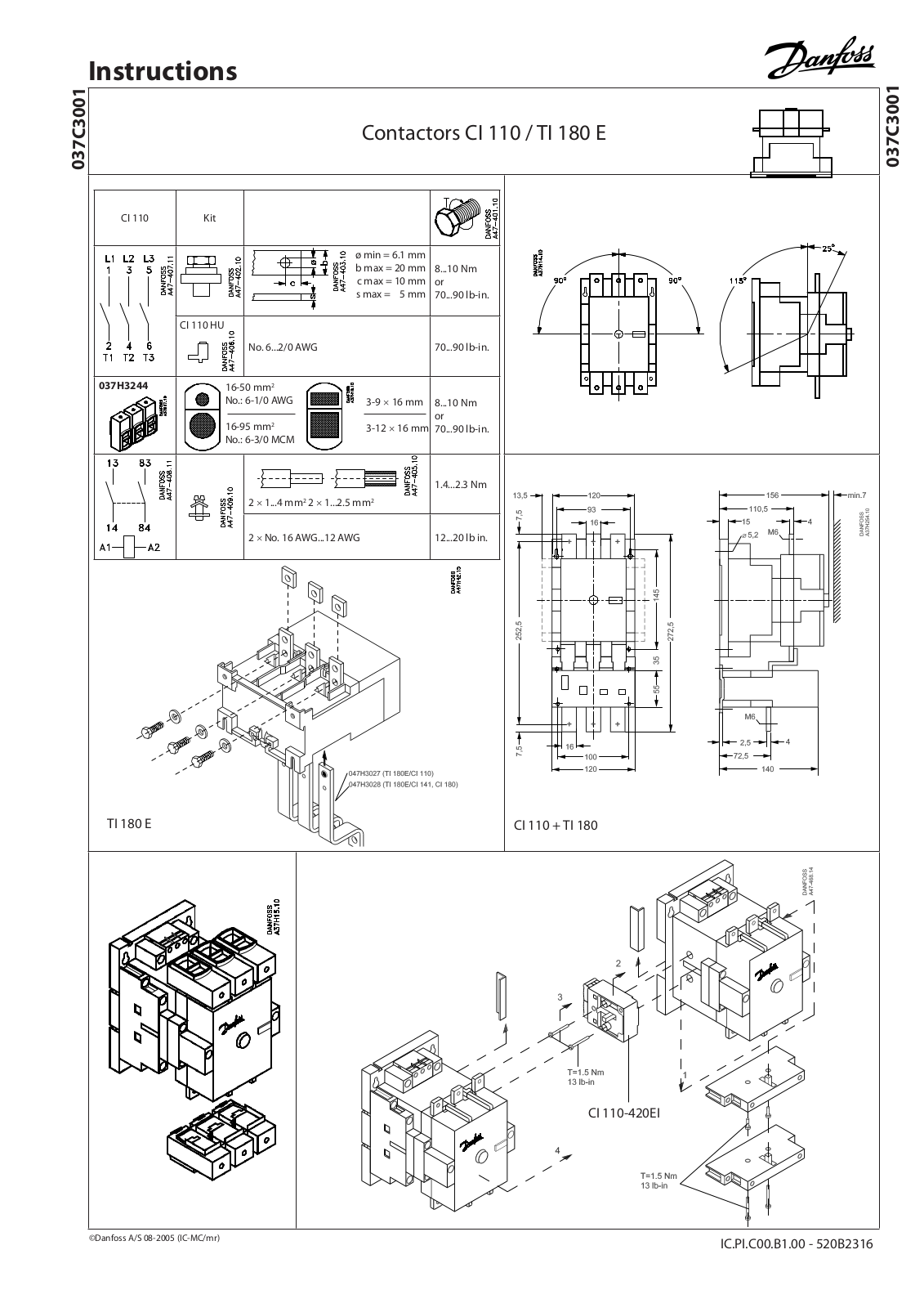 Danfoss CI 110, TI 180 E Installation guide