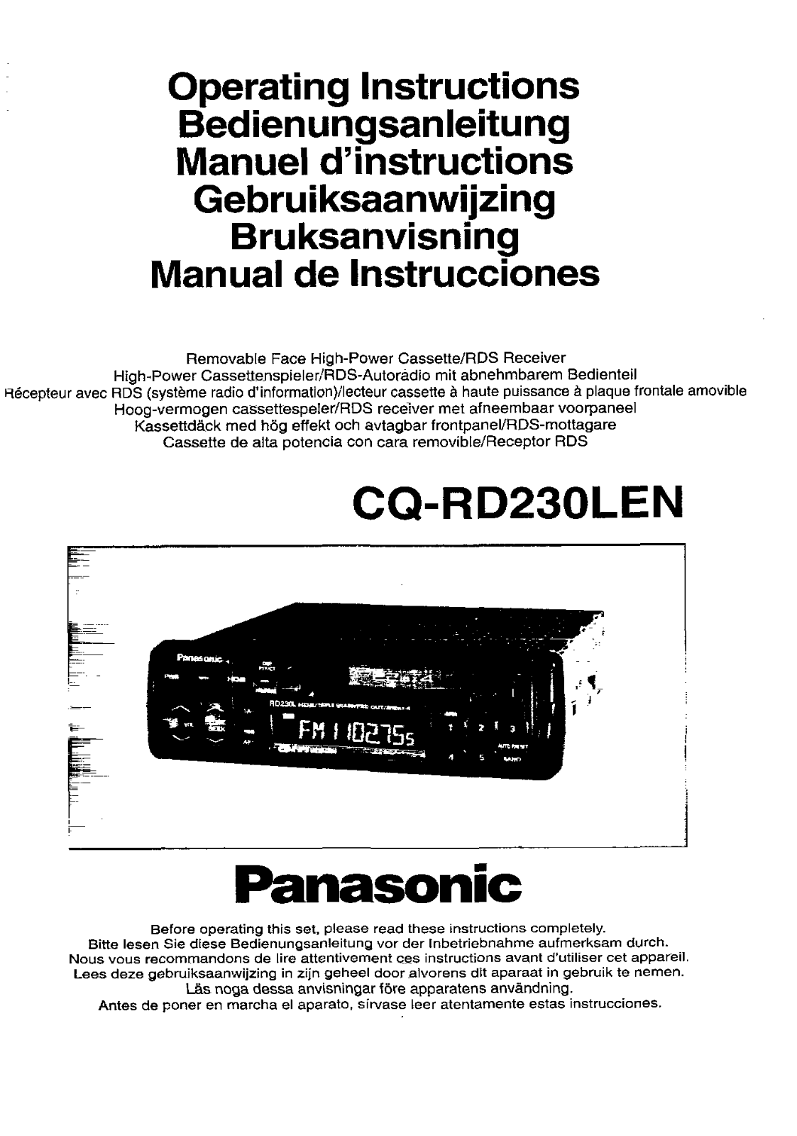 Panasonic CQ-RD230LE User Manual