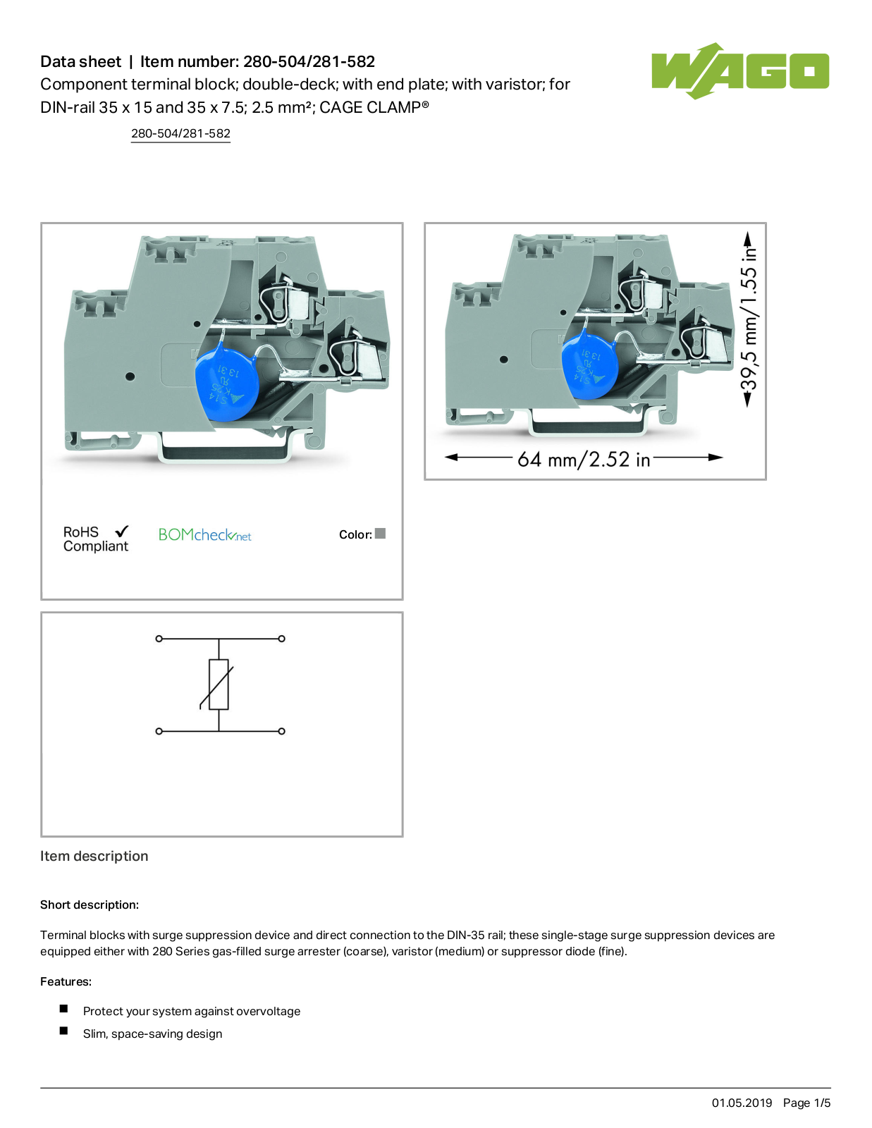 Wago 280-504/281-582 Data Sheet