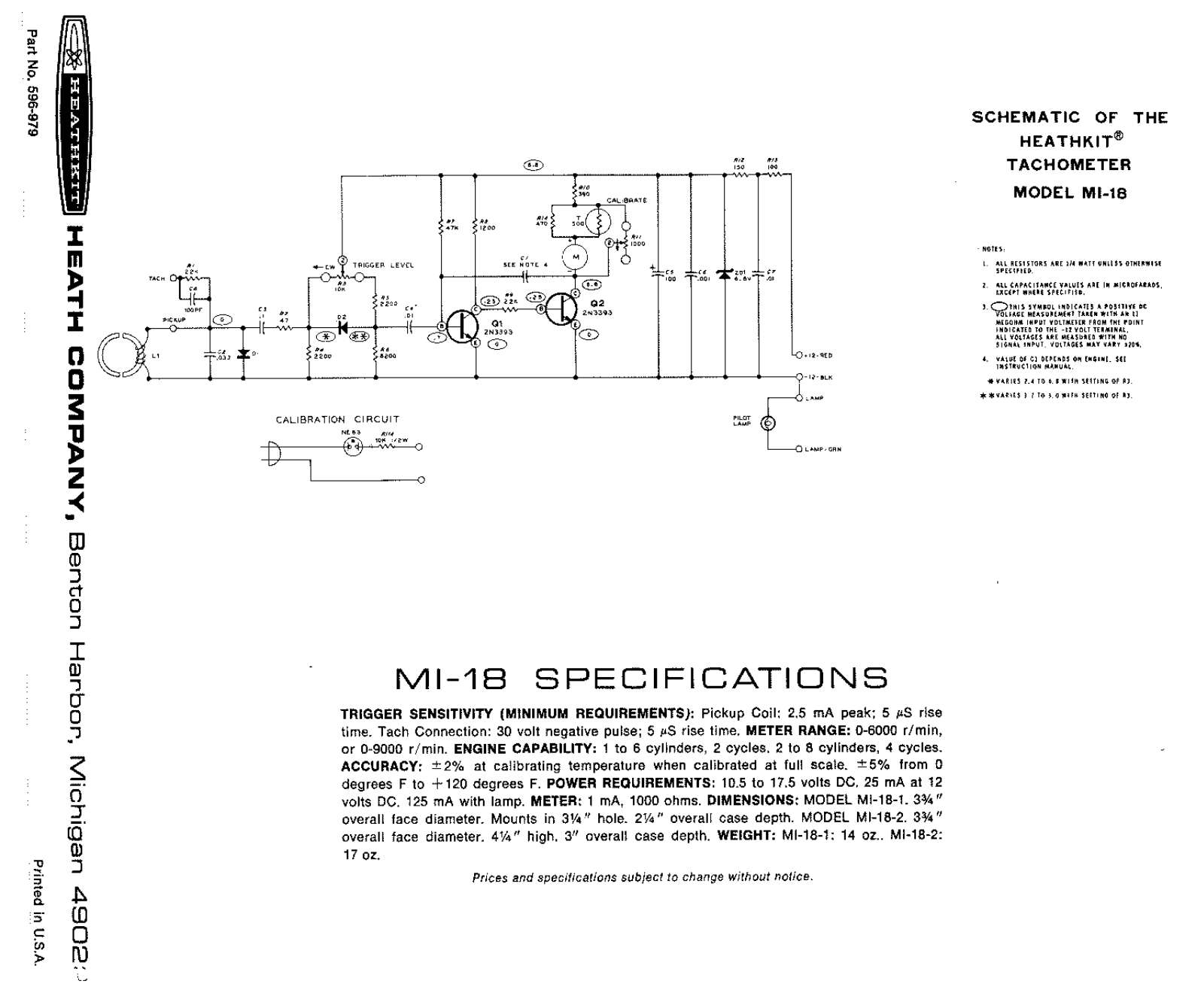 Heath Company MI-18 Schematic