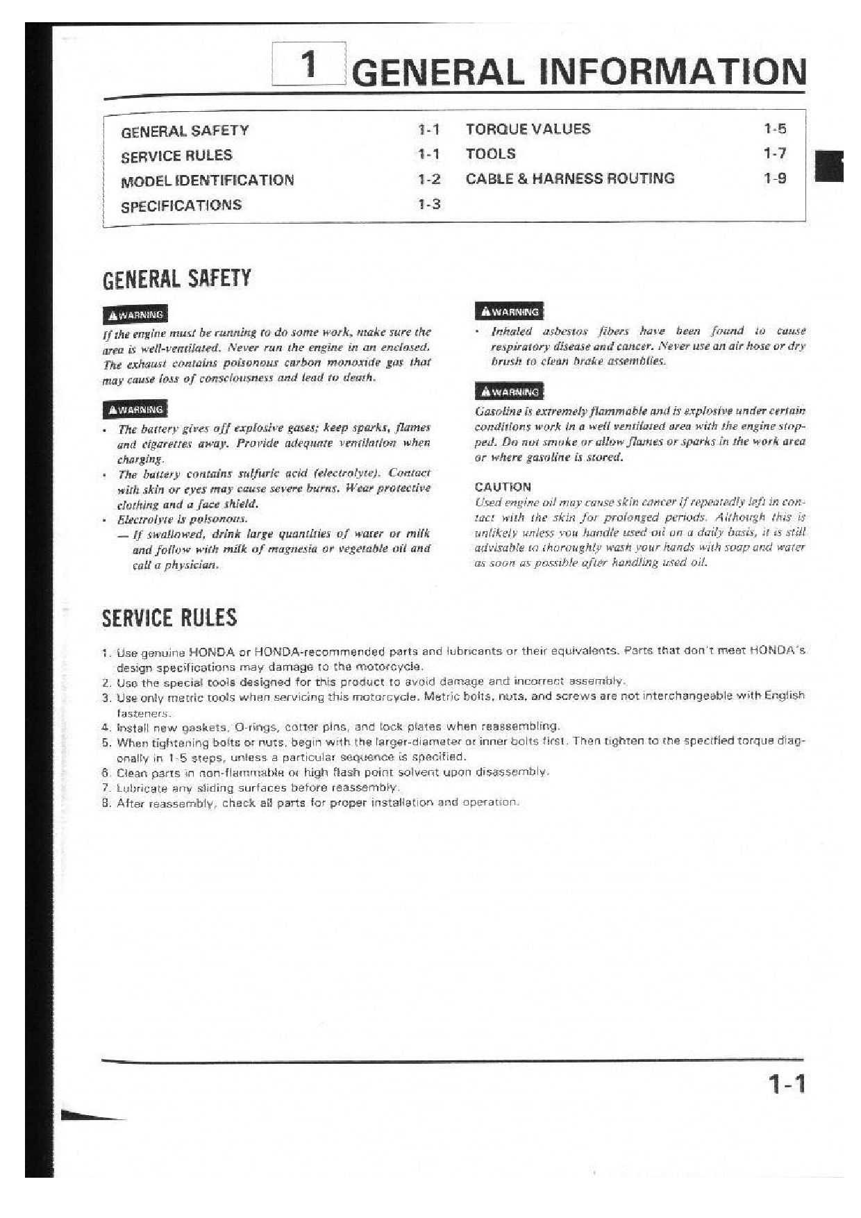 Honda NX 250 Service Manual 01