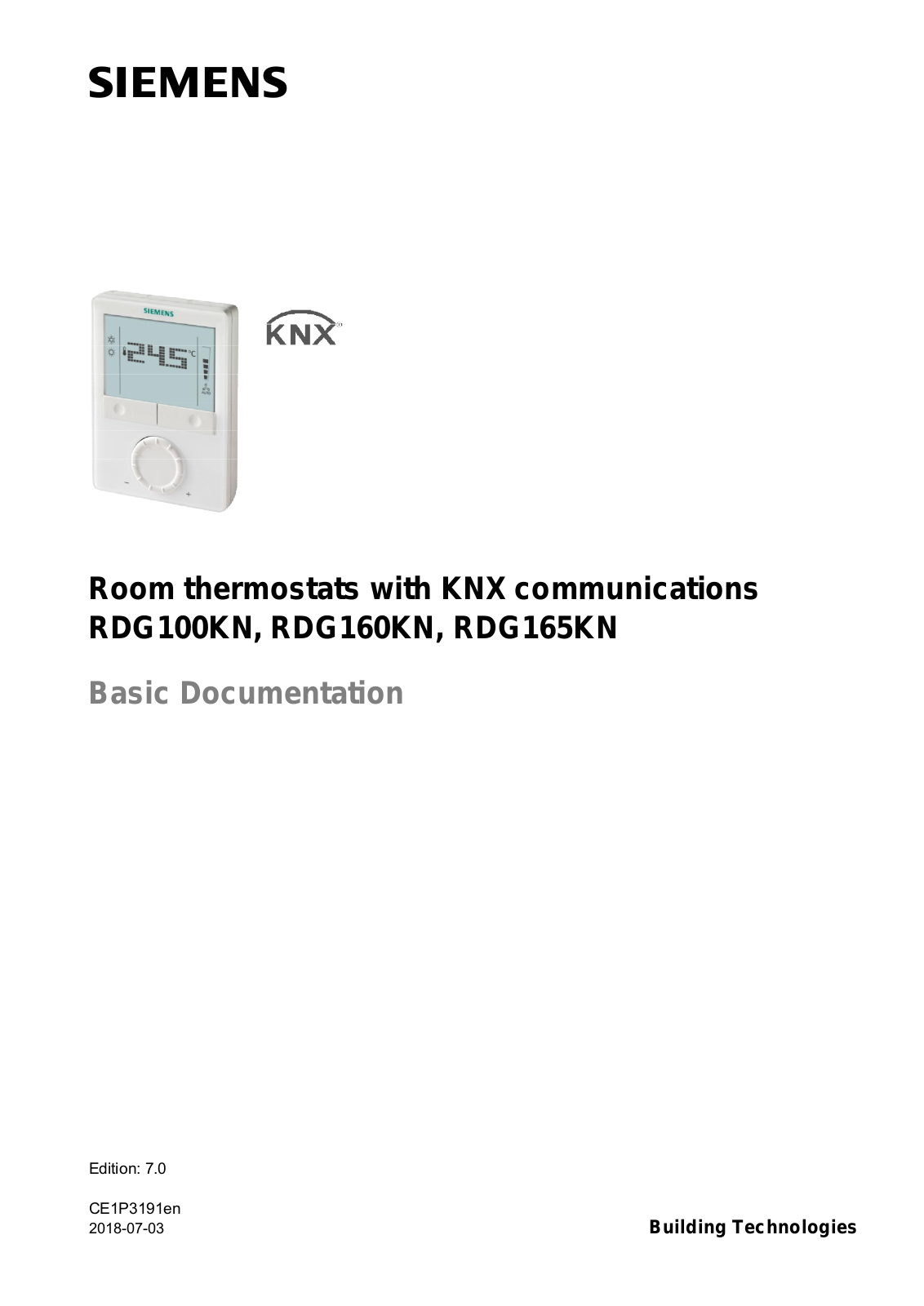 Siemens RDG100KN, RDG160KN, RDG165KN Basic Documentation