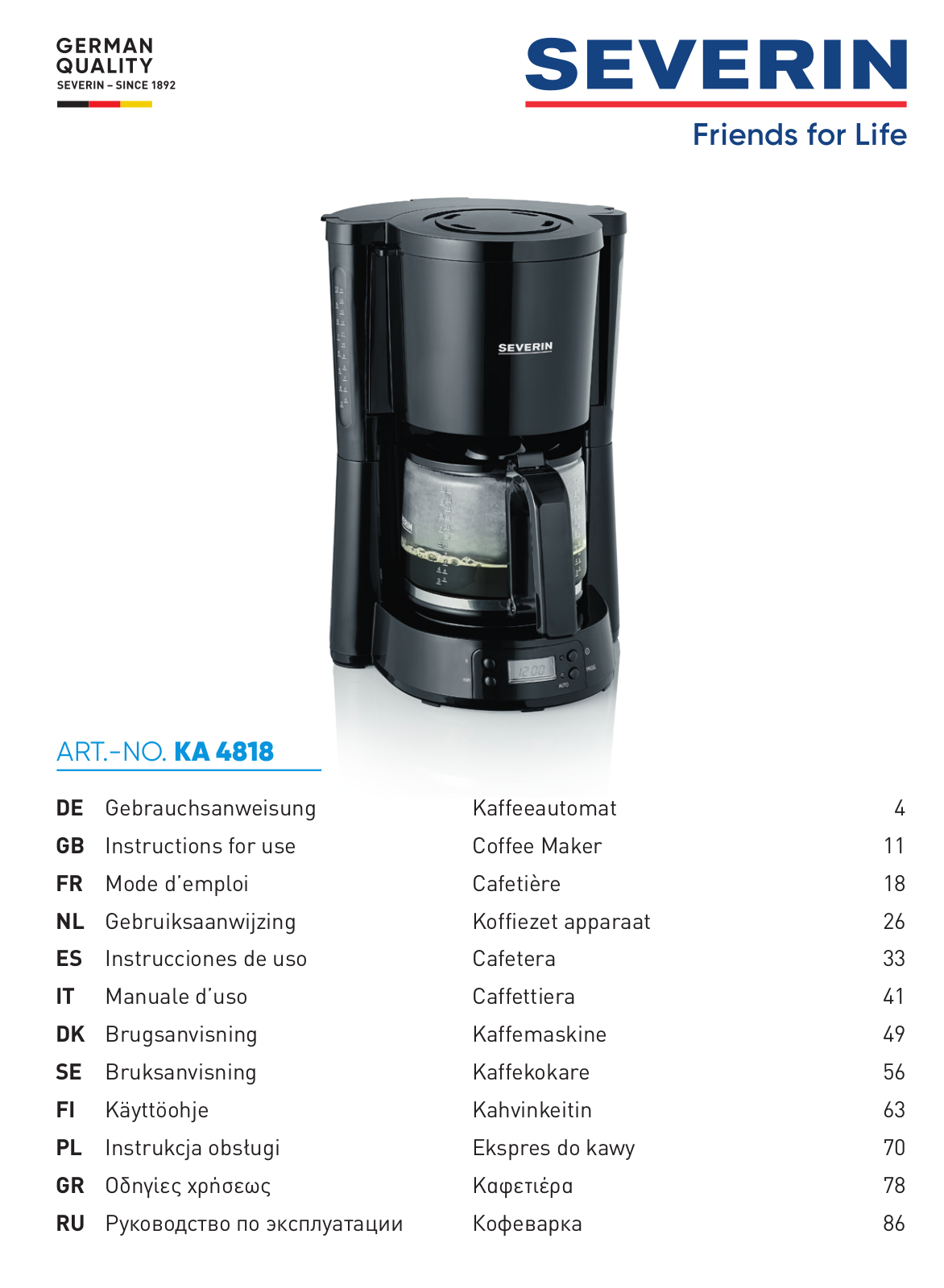 Severin KA 4818 operation manual