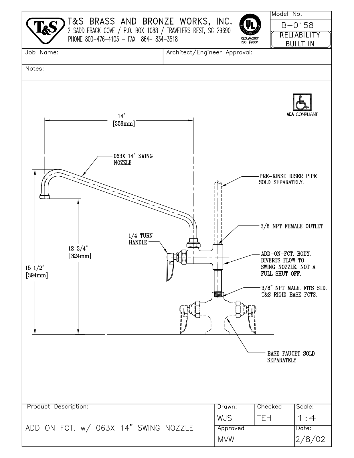 T & S Brass & Bronze Works B-0158 General Manual