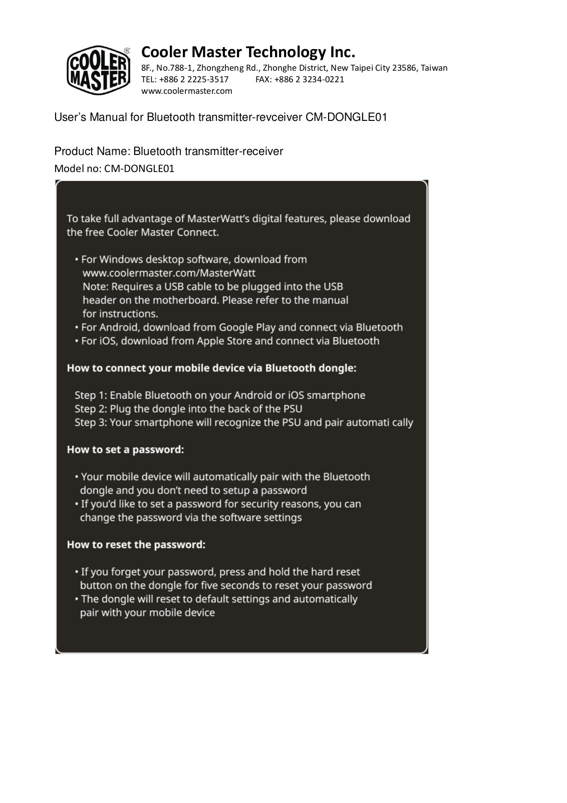 Cooler Master Technology CM DONGLE01 User Manual - ManualMachine.com