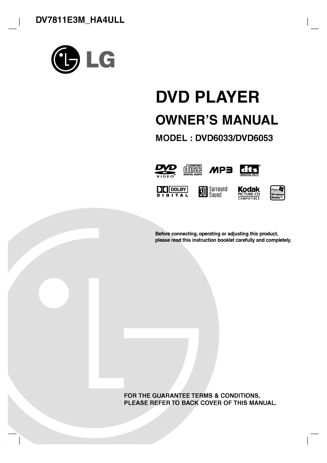 LG DVD6053, DVD6033 User Manual