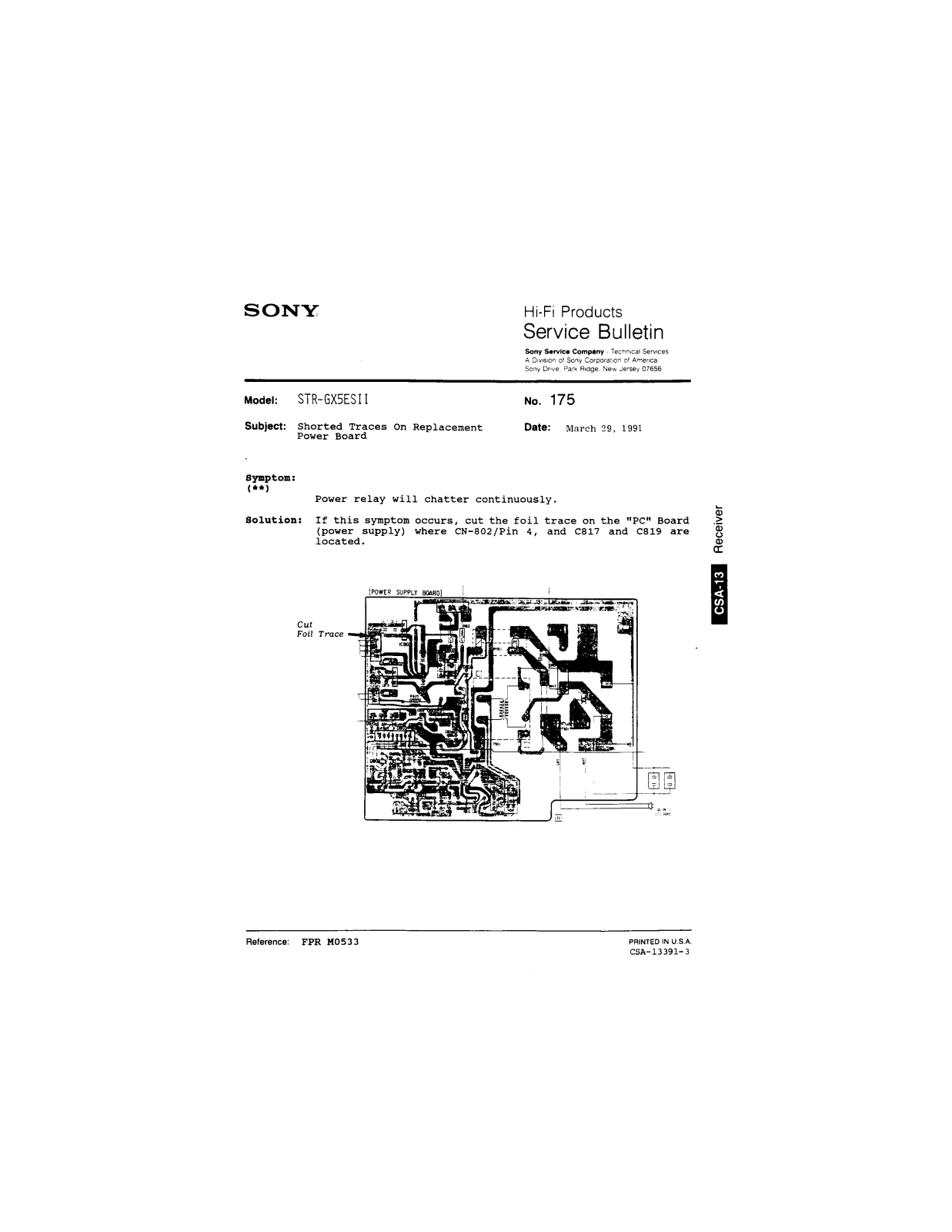 Sony STR-GX5ES11 Service Manual