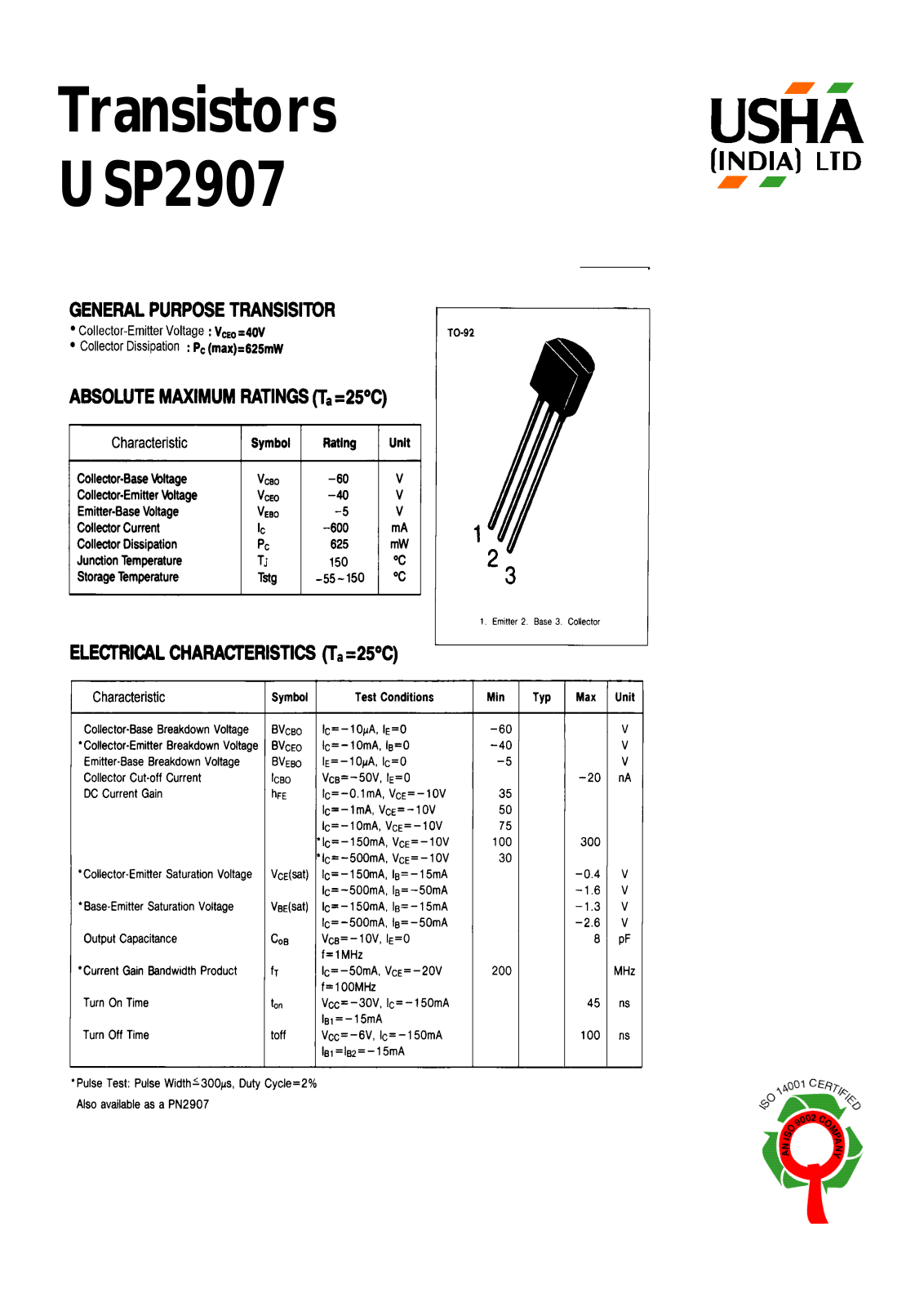 USHA USP2907 Datasheet