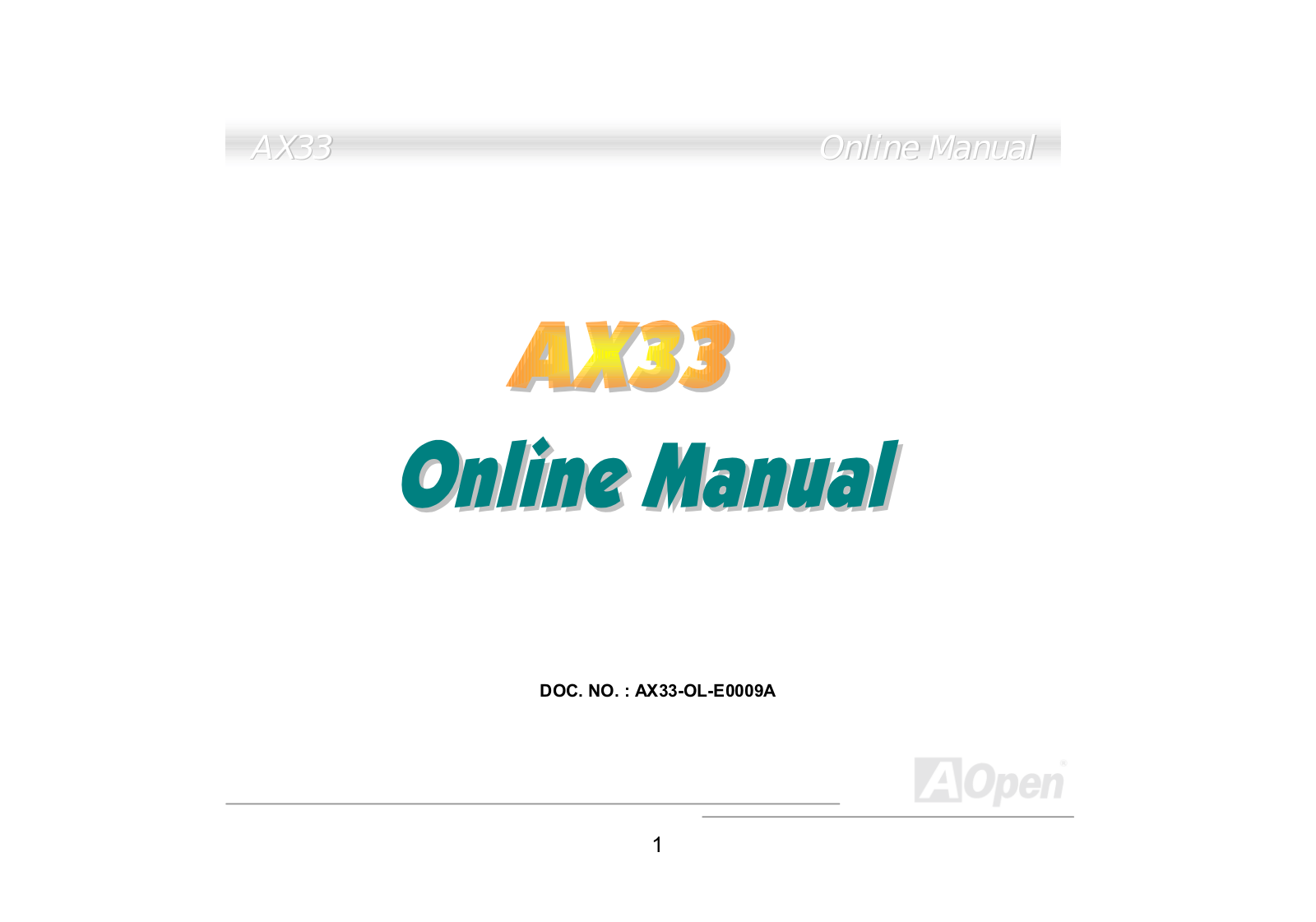 AOpen AX33 User Manual