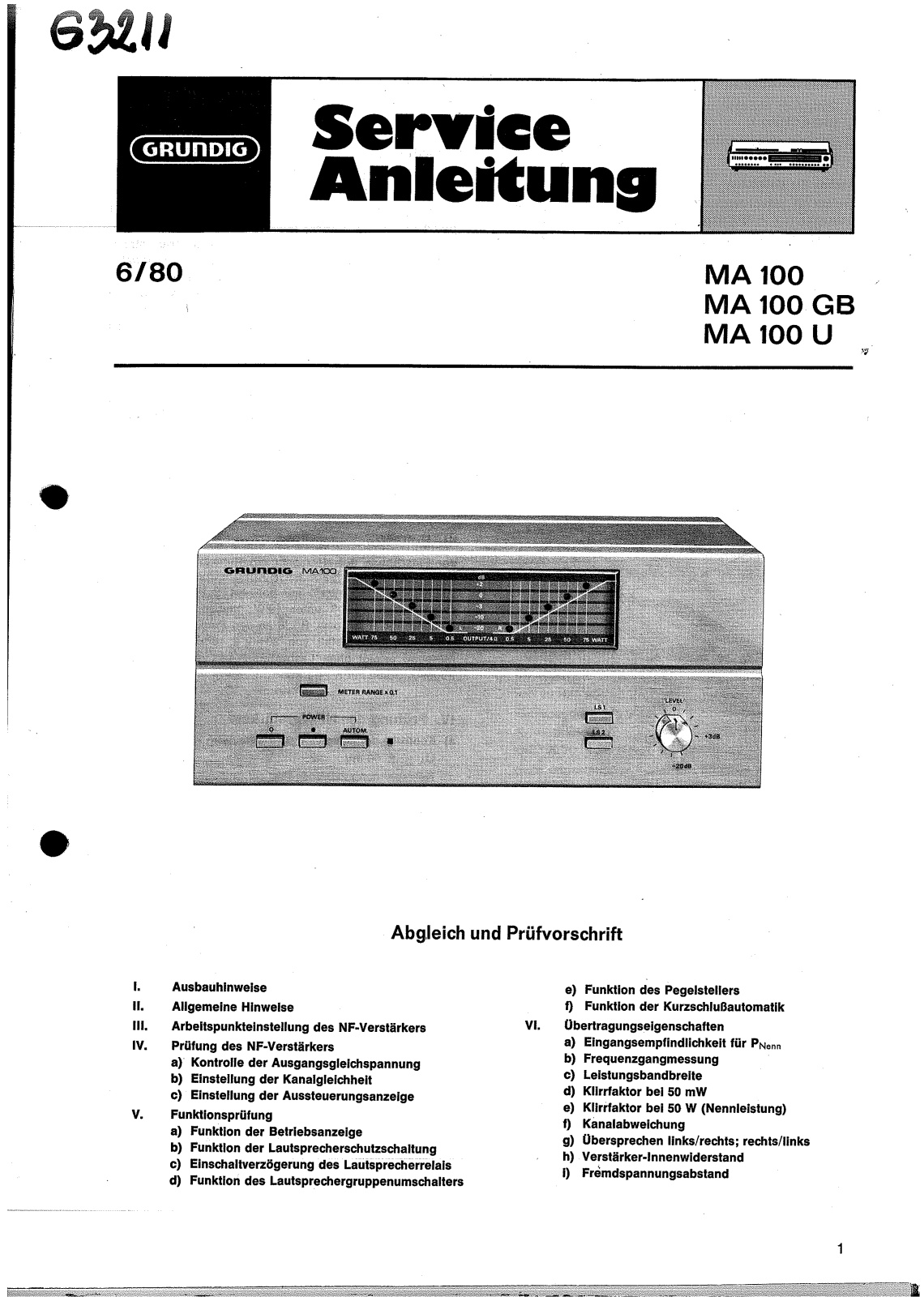 Grundig MA 100 Schematic