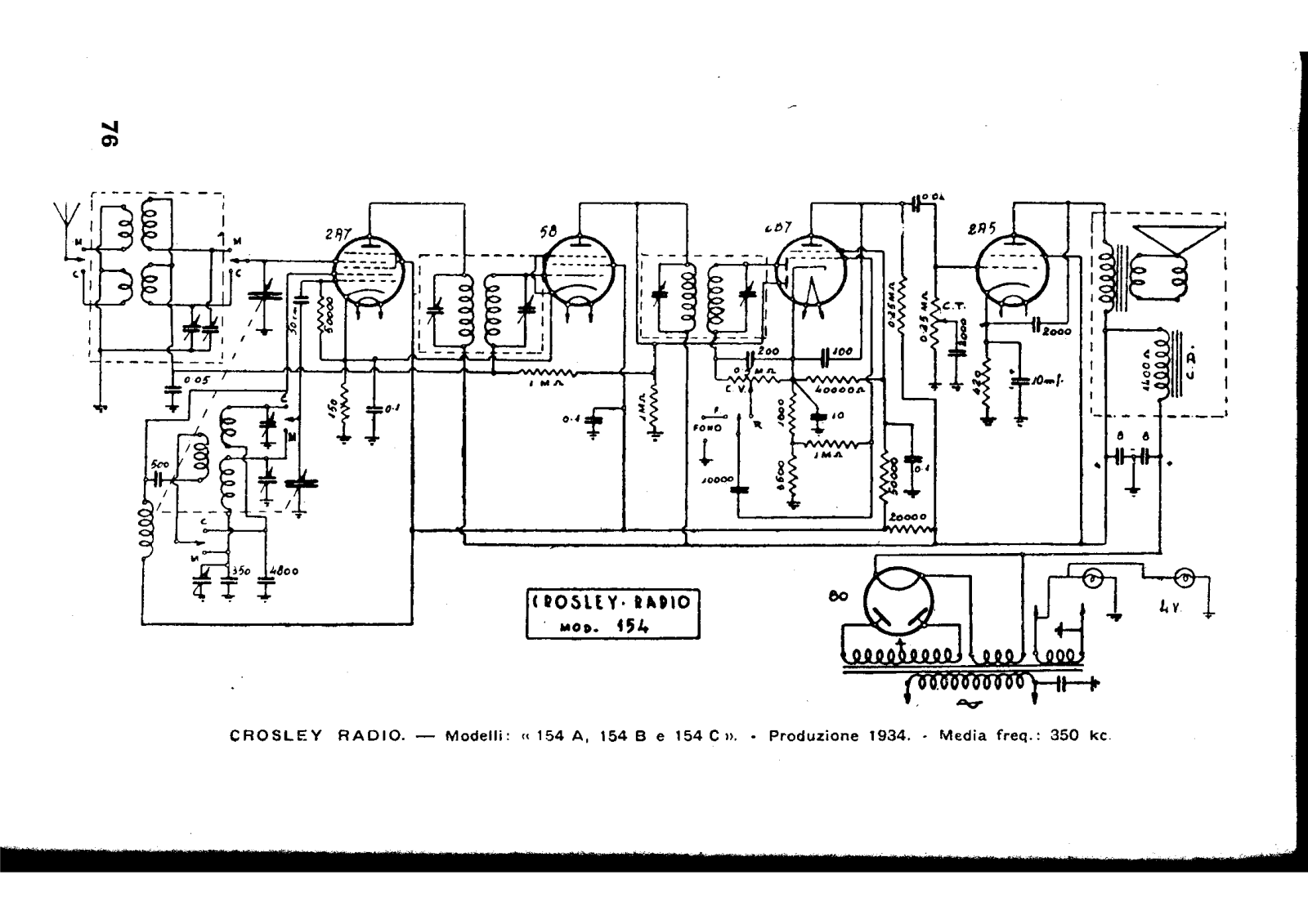 Siare Crosley 154a, 154b, 154c schematic