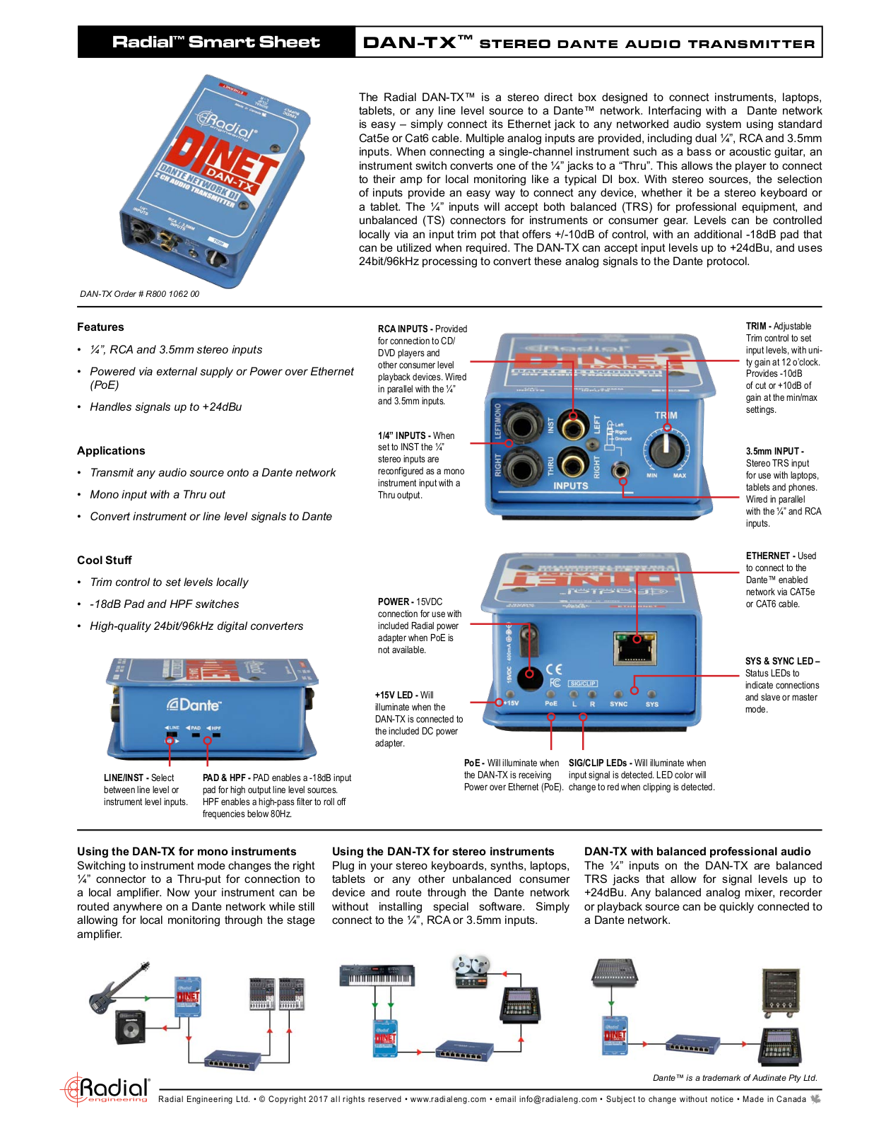 Radial Engineering DiNet Dan-TX Install Guide