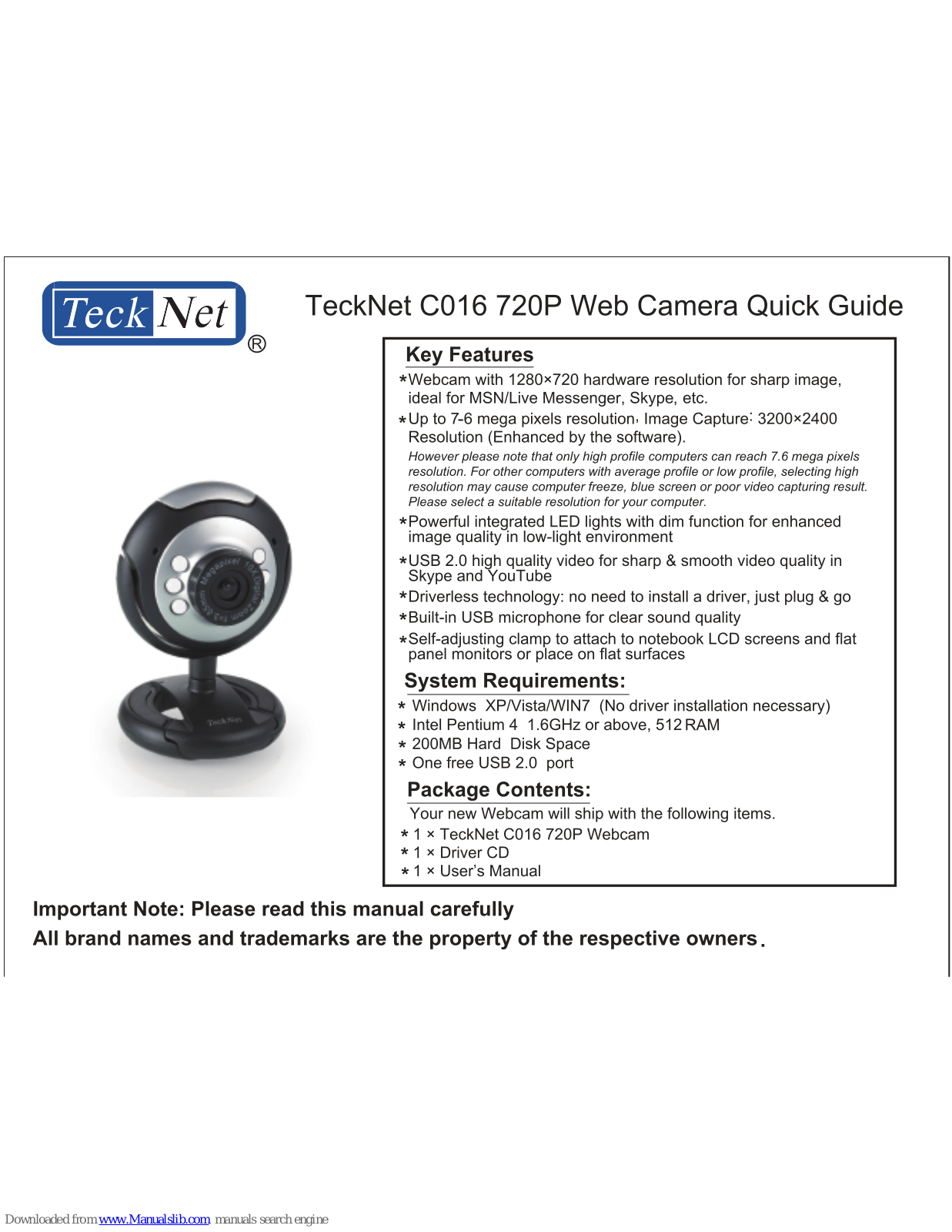 Tecknet C016 Quick Manual