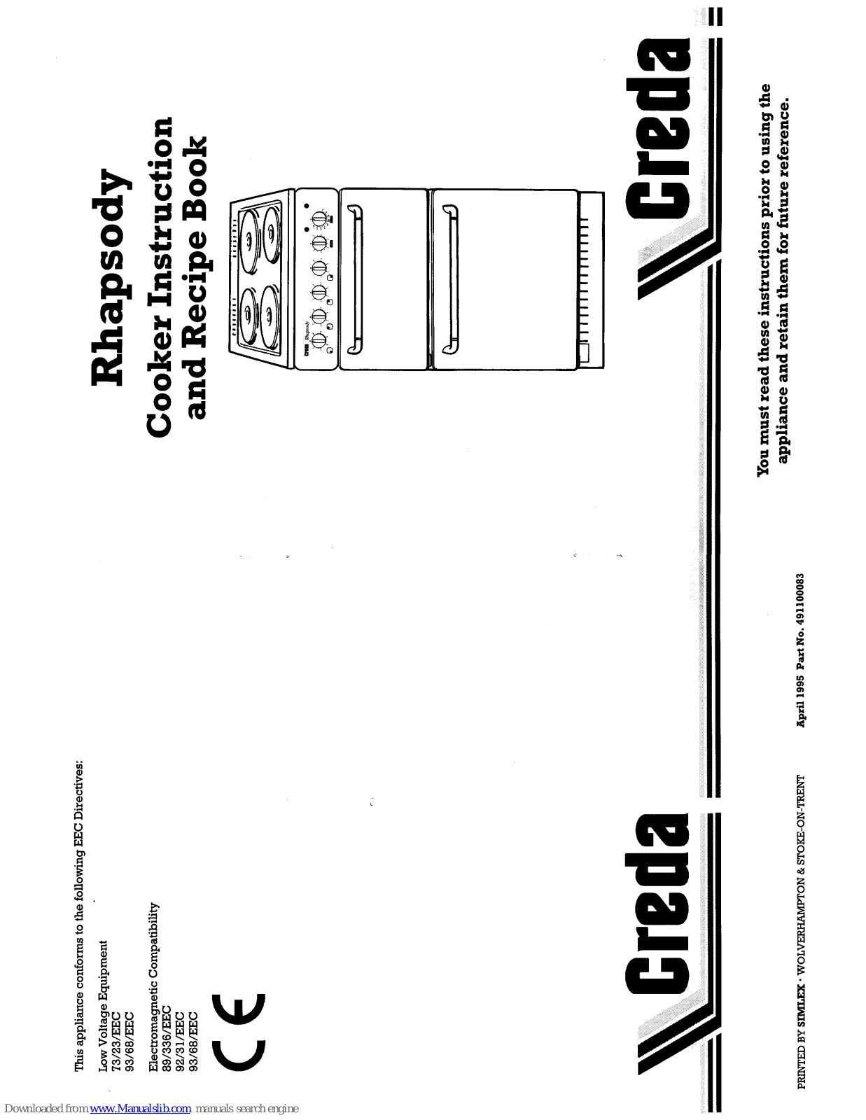 Creda HB49121, Rhapssody 49121 Instruction And Recipe Book