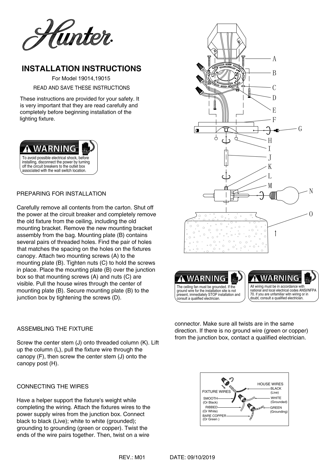 Hunter Fan HTF10151 Installation & Assembly - ManualMachine.com