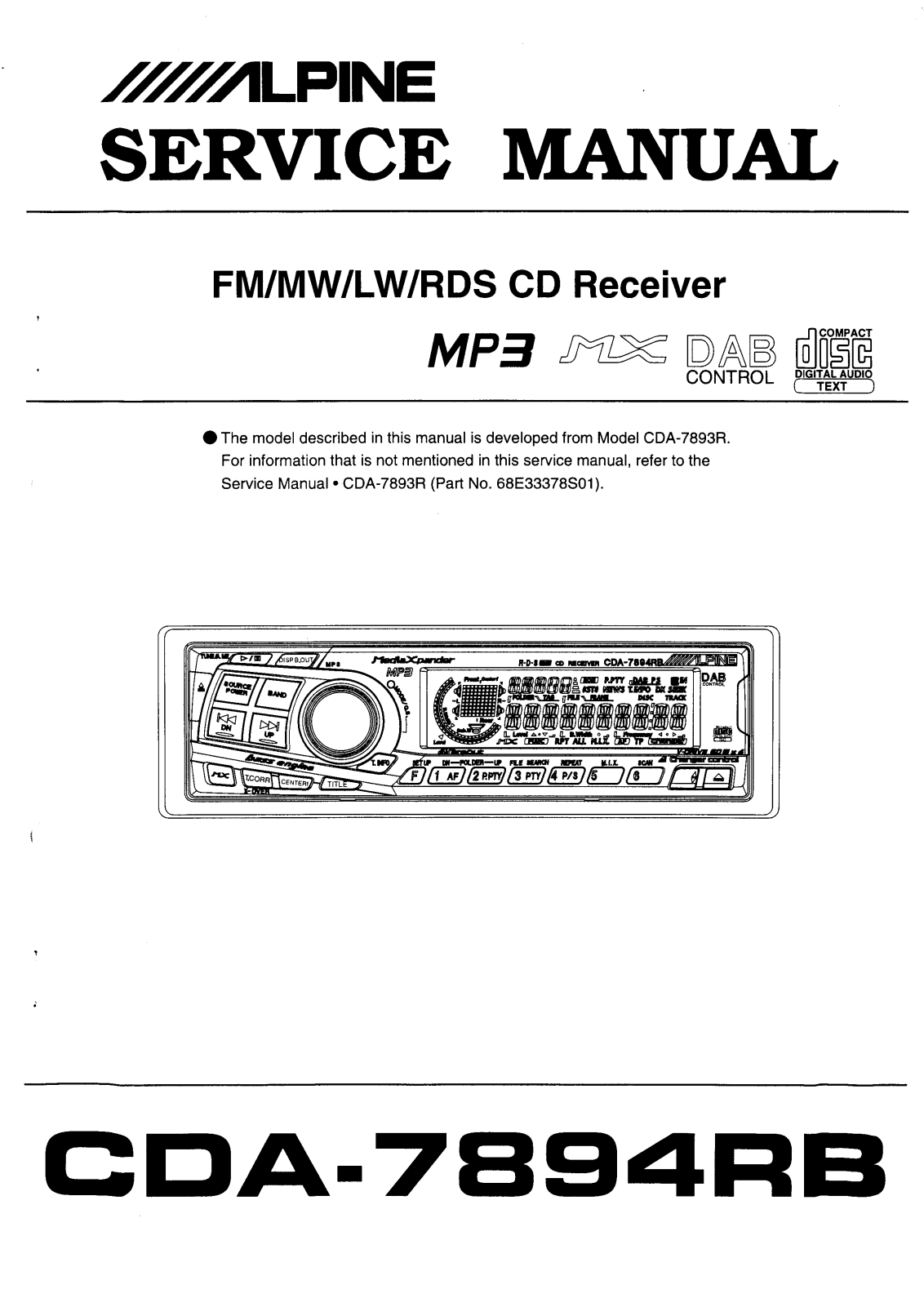 Alpine CDA-7894-RB Service manual