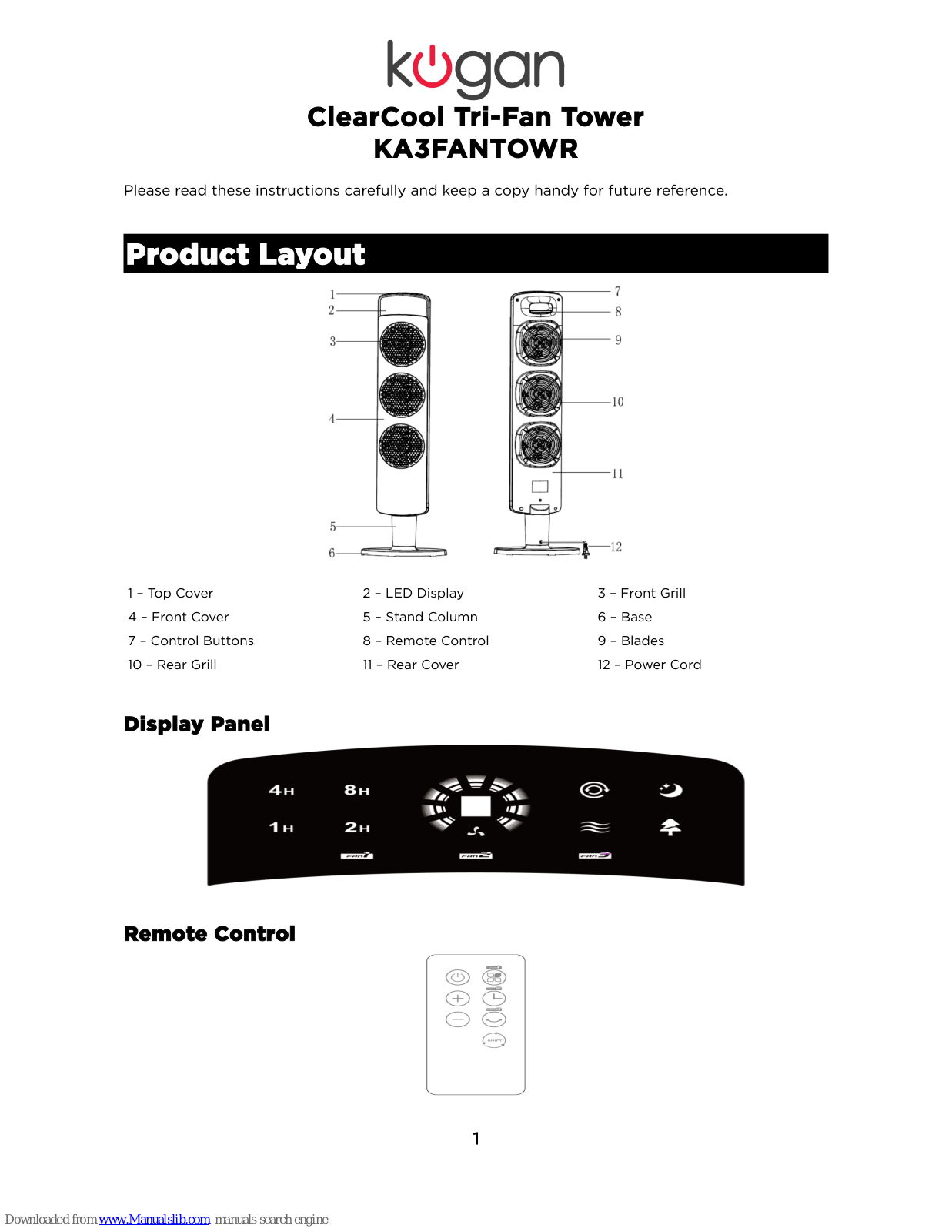 Kogan ClearCool KA3FANTOWR Instructions Manual