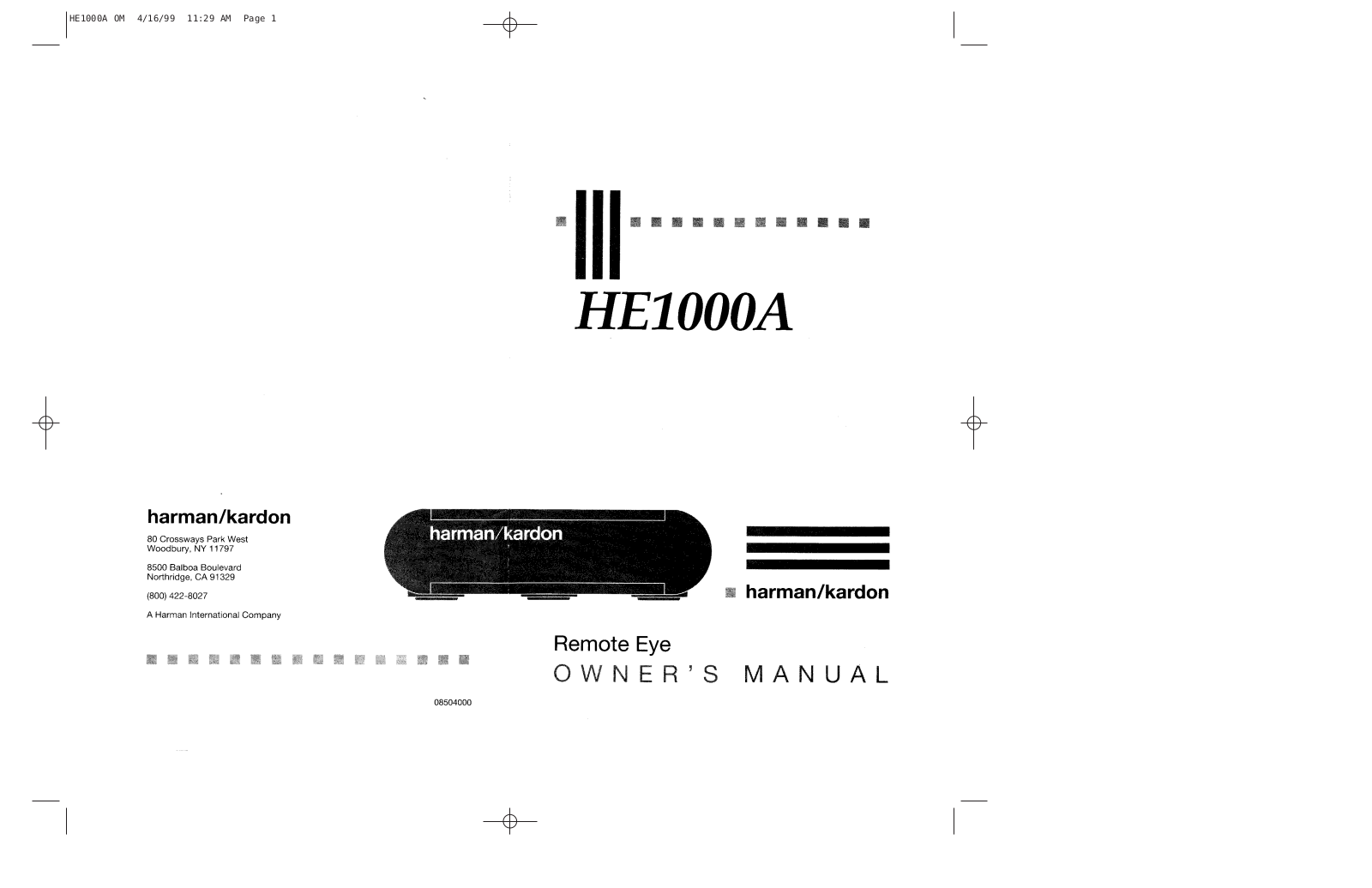 Harman kardon HE1000A User Manual