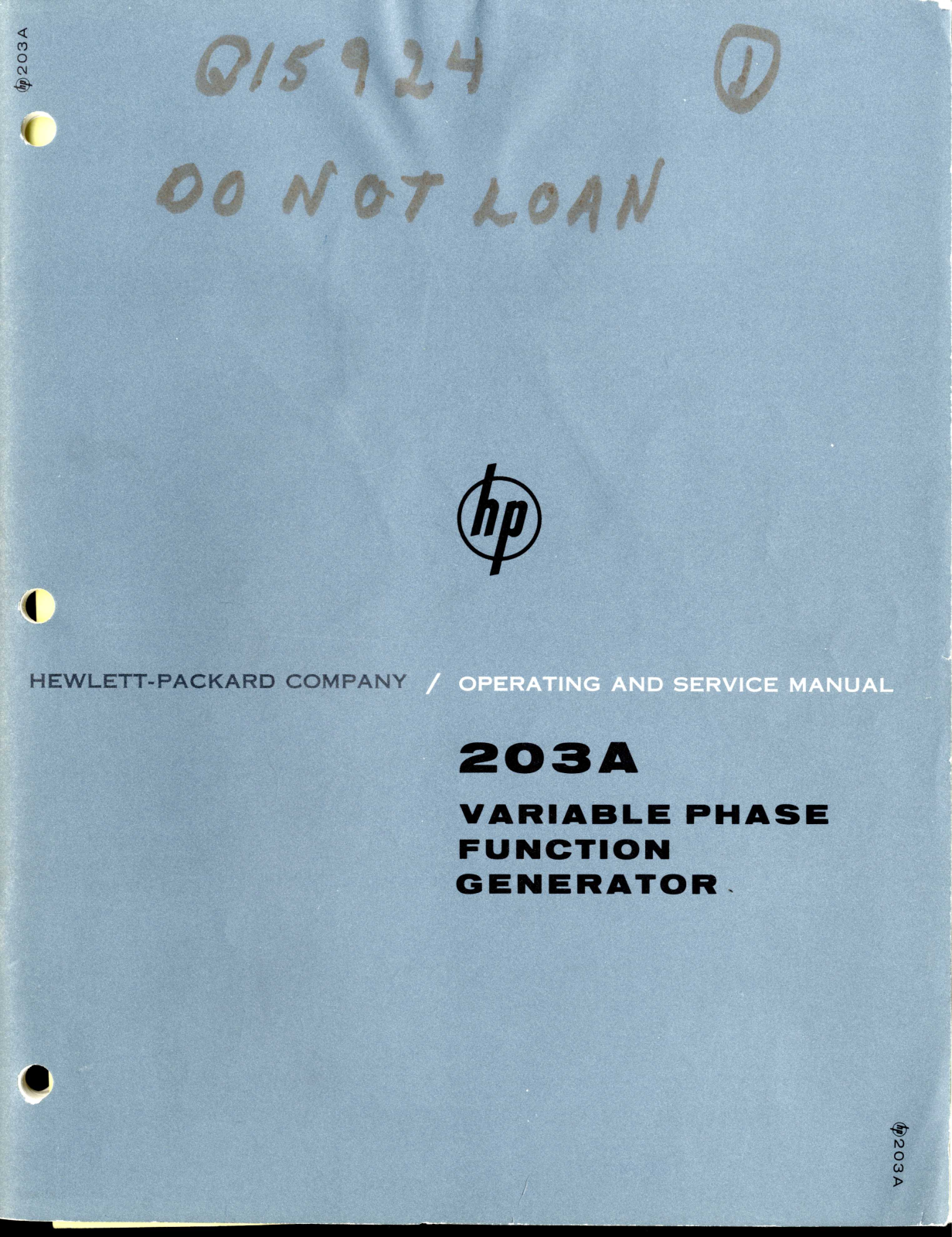 HP 203A Service manual