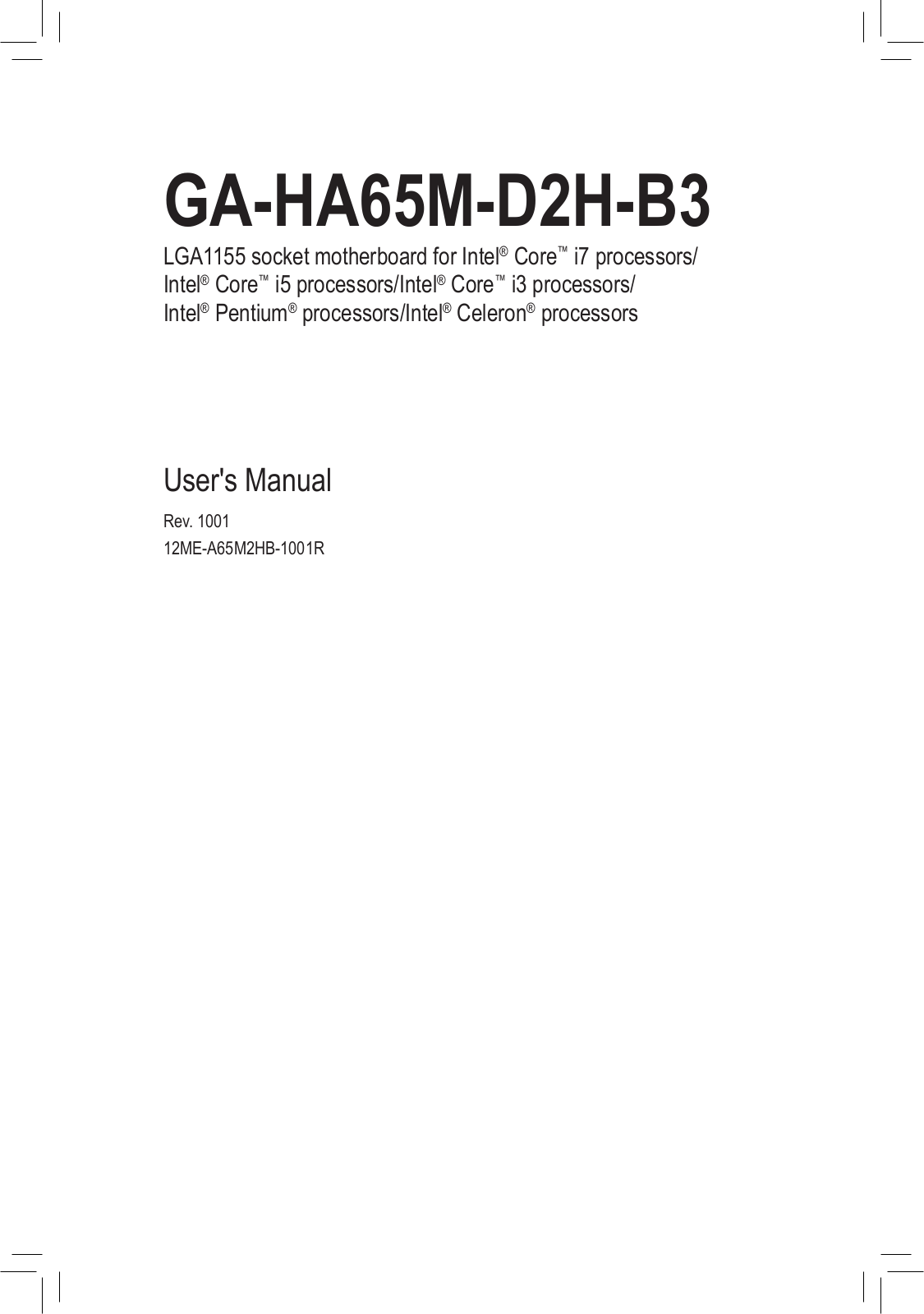 Gigabyte GA-HA65M-D2H-B3 (rev. 1.0) User Manual