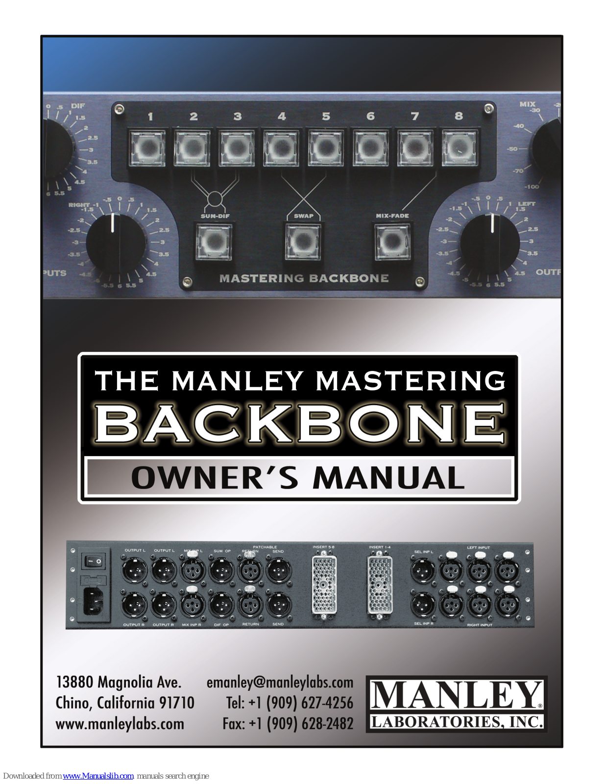 Manley Mastering Backbone Owner's Manual