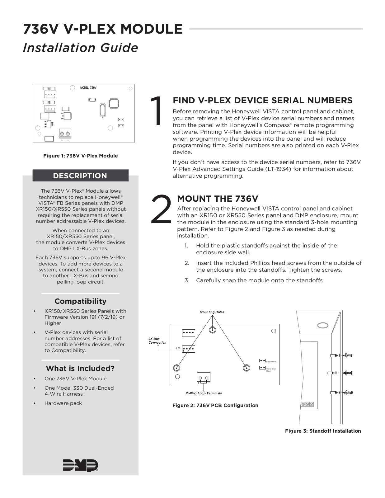 DMP Electronics 736V Installation Manual