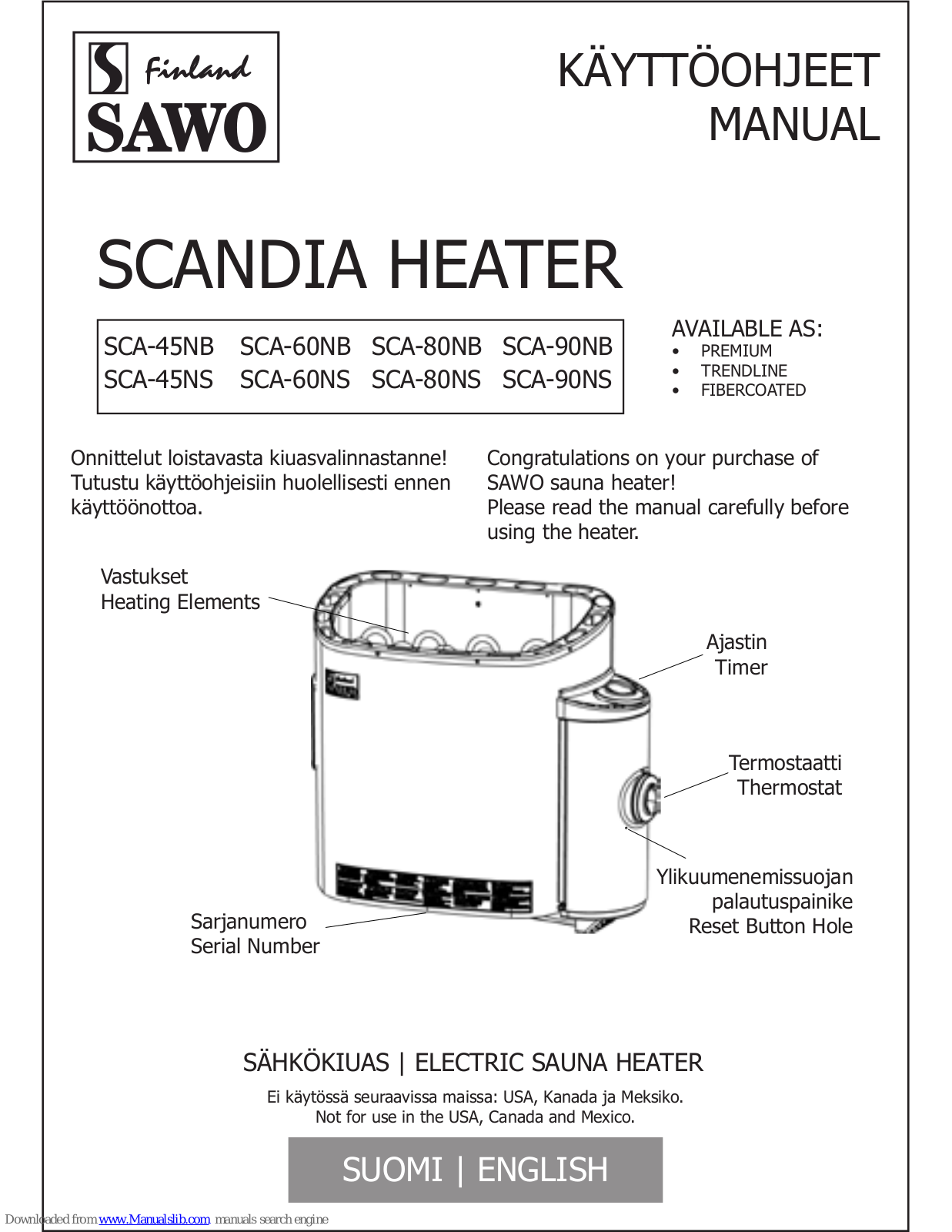 Sawo SCA-45NB, SCA-80NB, SCA-45NS, SCA-80NS, SCA-90NB User Manual - ManualMachine.com