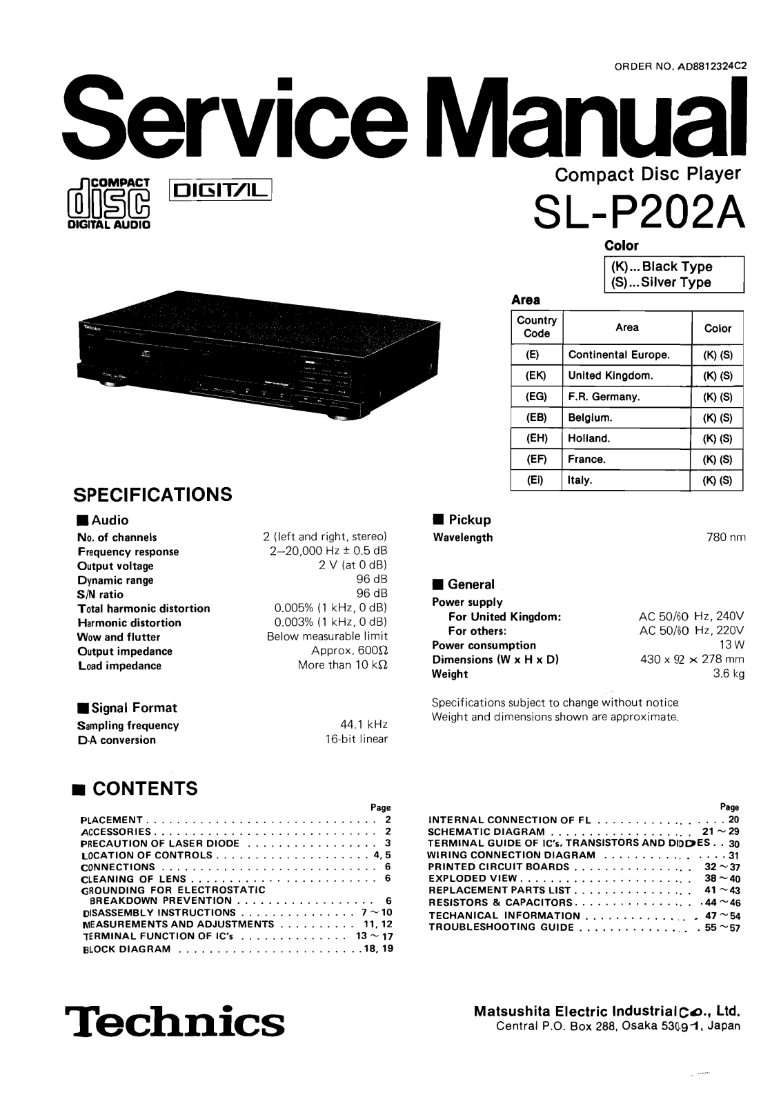 Technics SL-P-202-A Service Manual