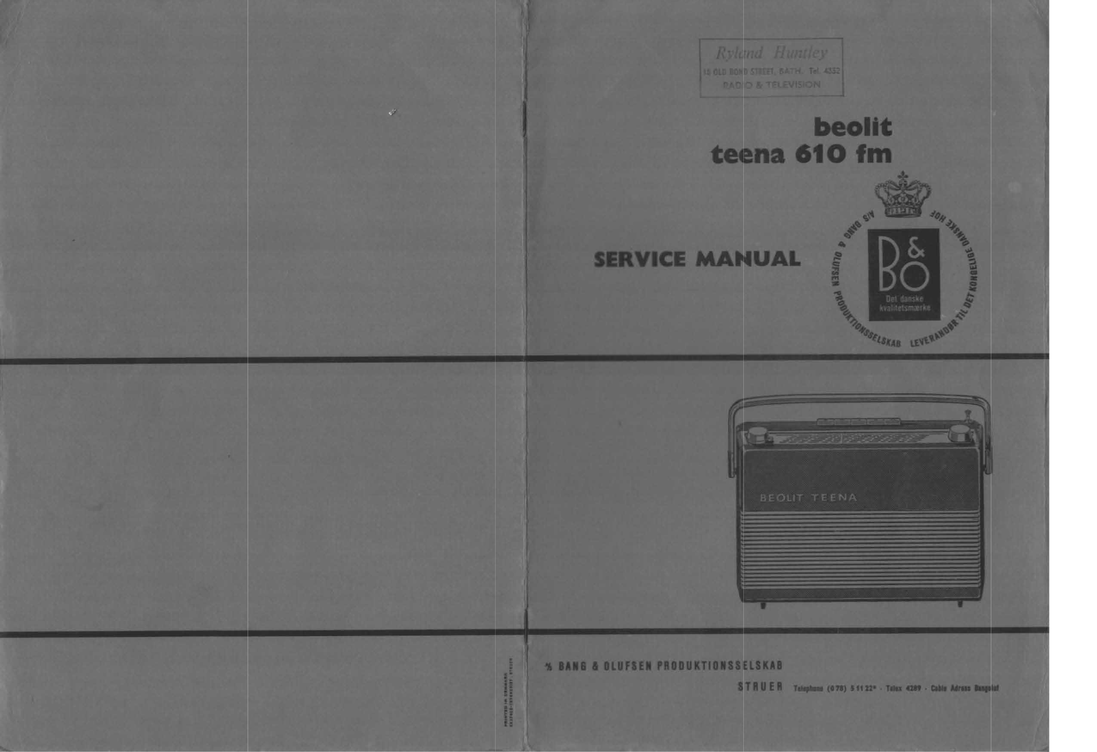 Bang & Olufsen Beolit Teena 610-FM Service Manual