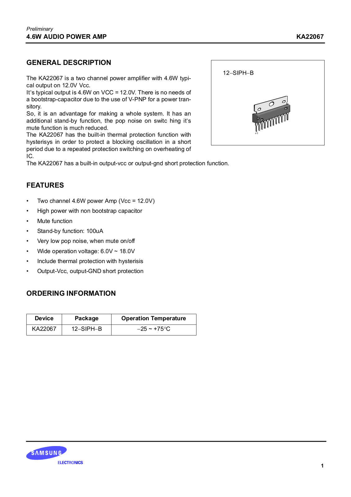 Samsung KA22067 Datasheet