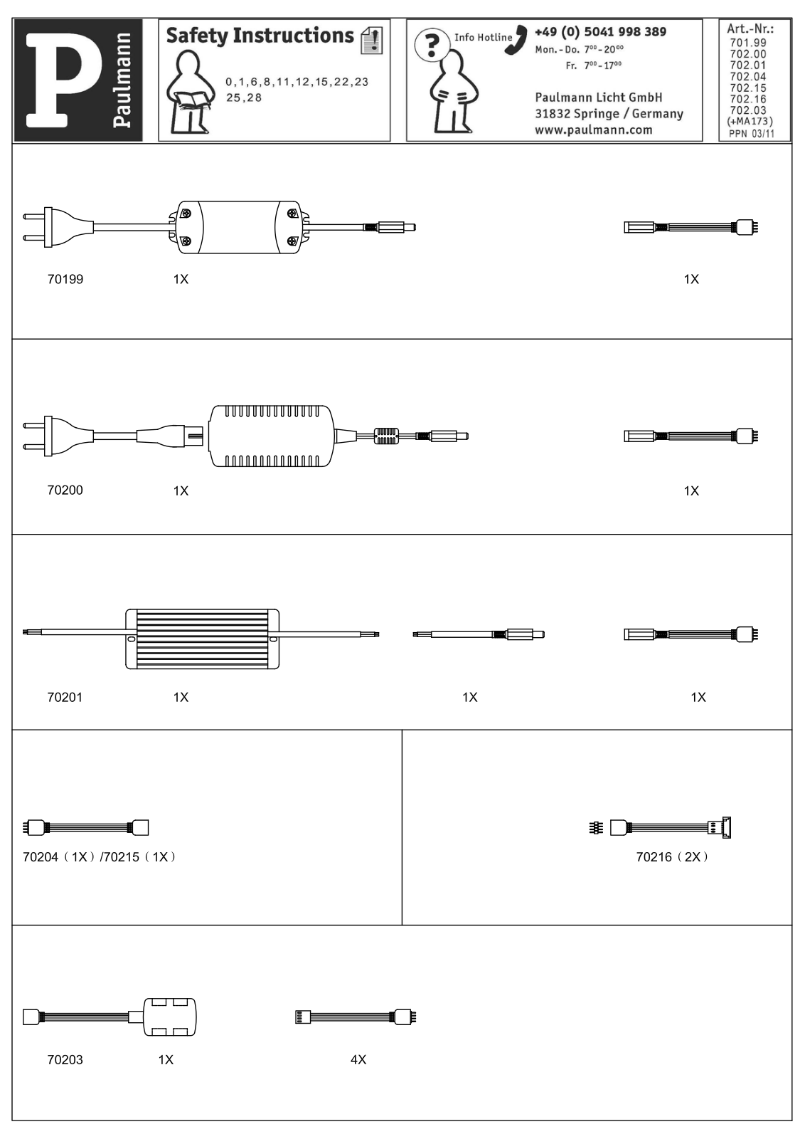Paulmann 70200 Installation manual
