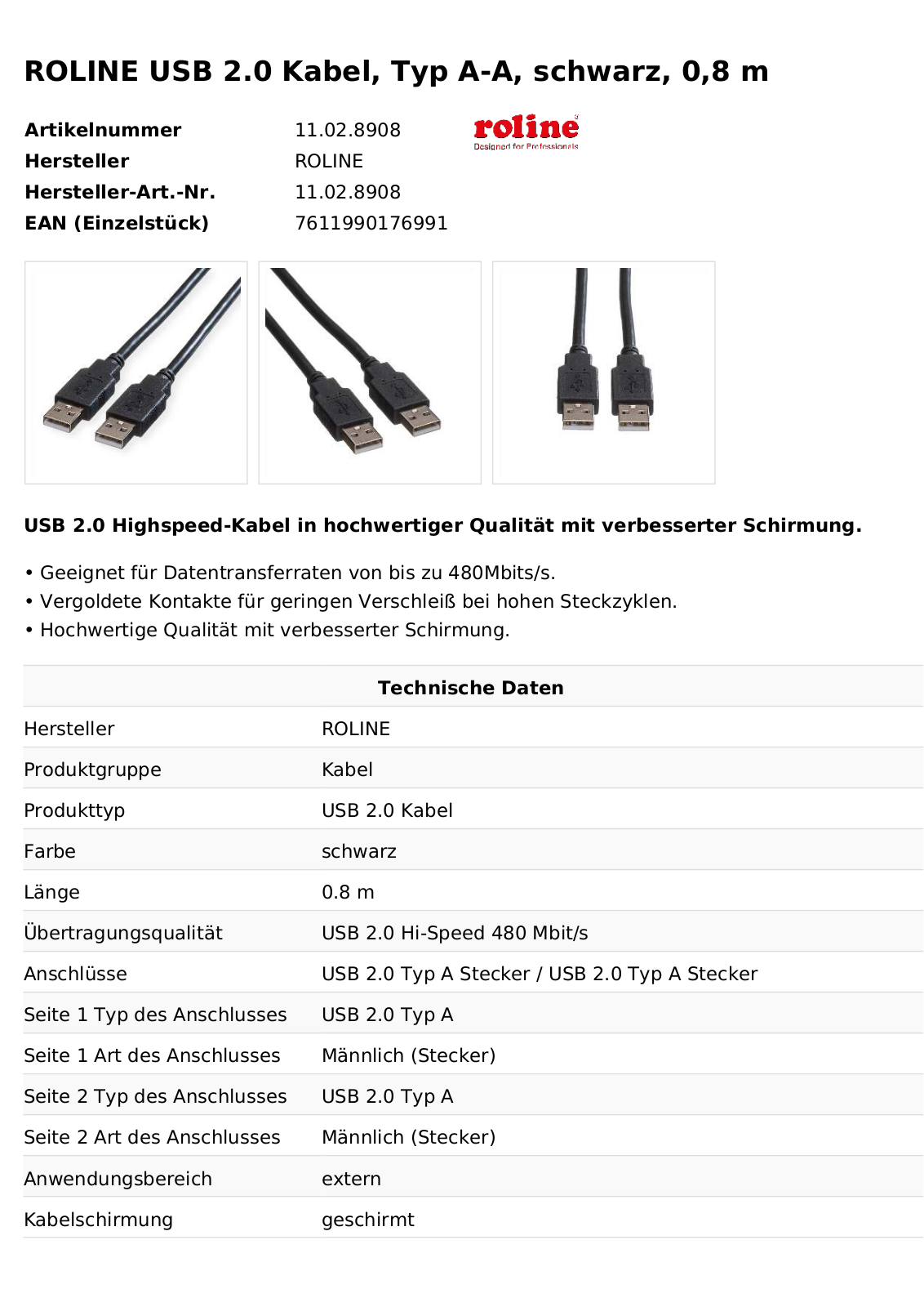 ROLINE 11028908 Datasheet - ManualMachine.com