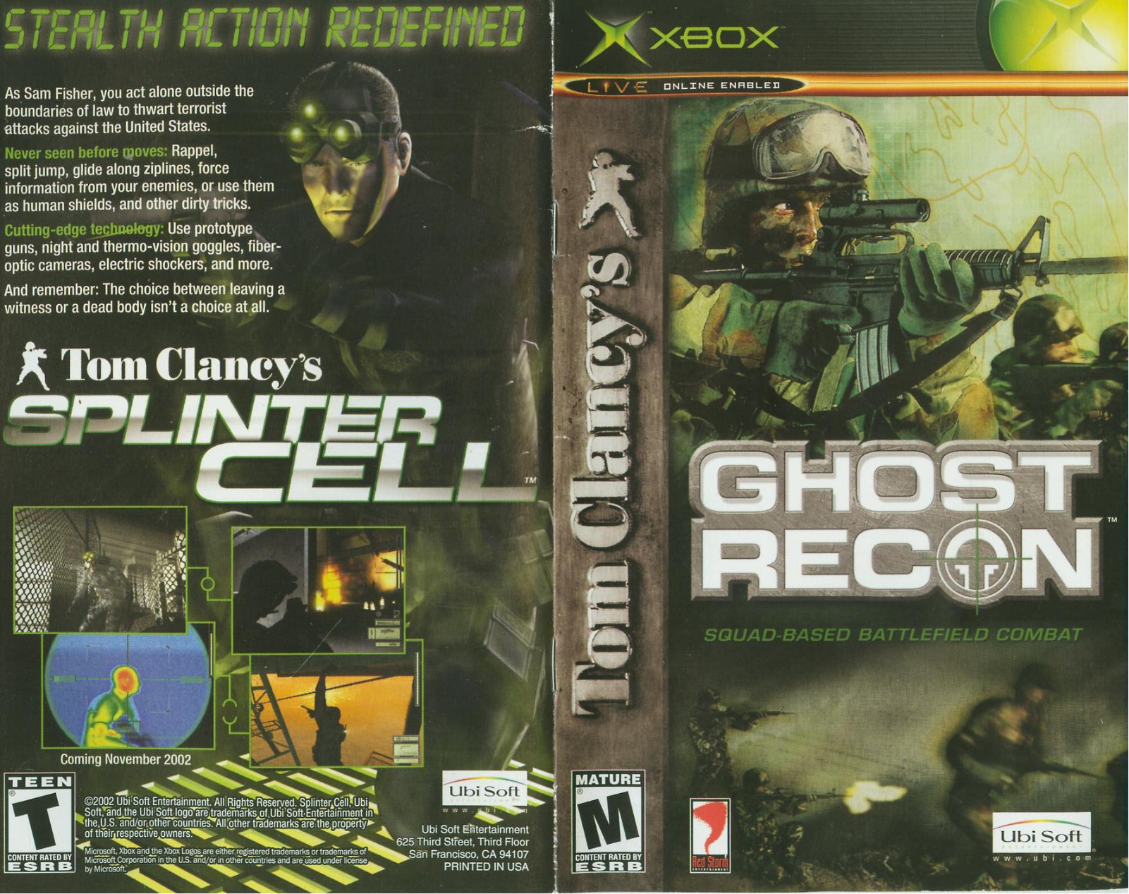 Games Microsoft XBOX GHOST RECON-SQUAD BASED BATTLEFIELD COMBAT User Manual