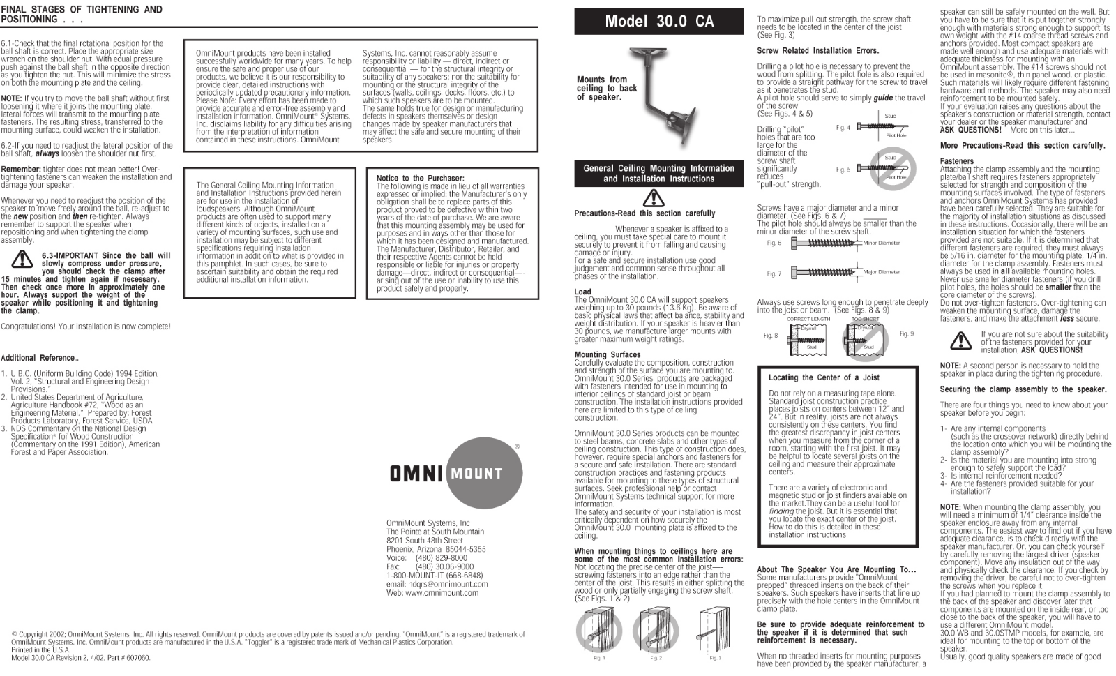 Omnimount 30.0 CA User Manual