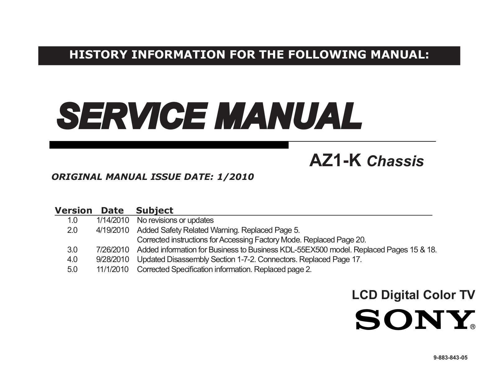 Sony AZ1-K Service Manual
