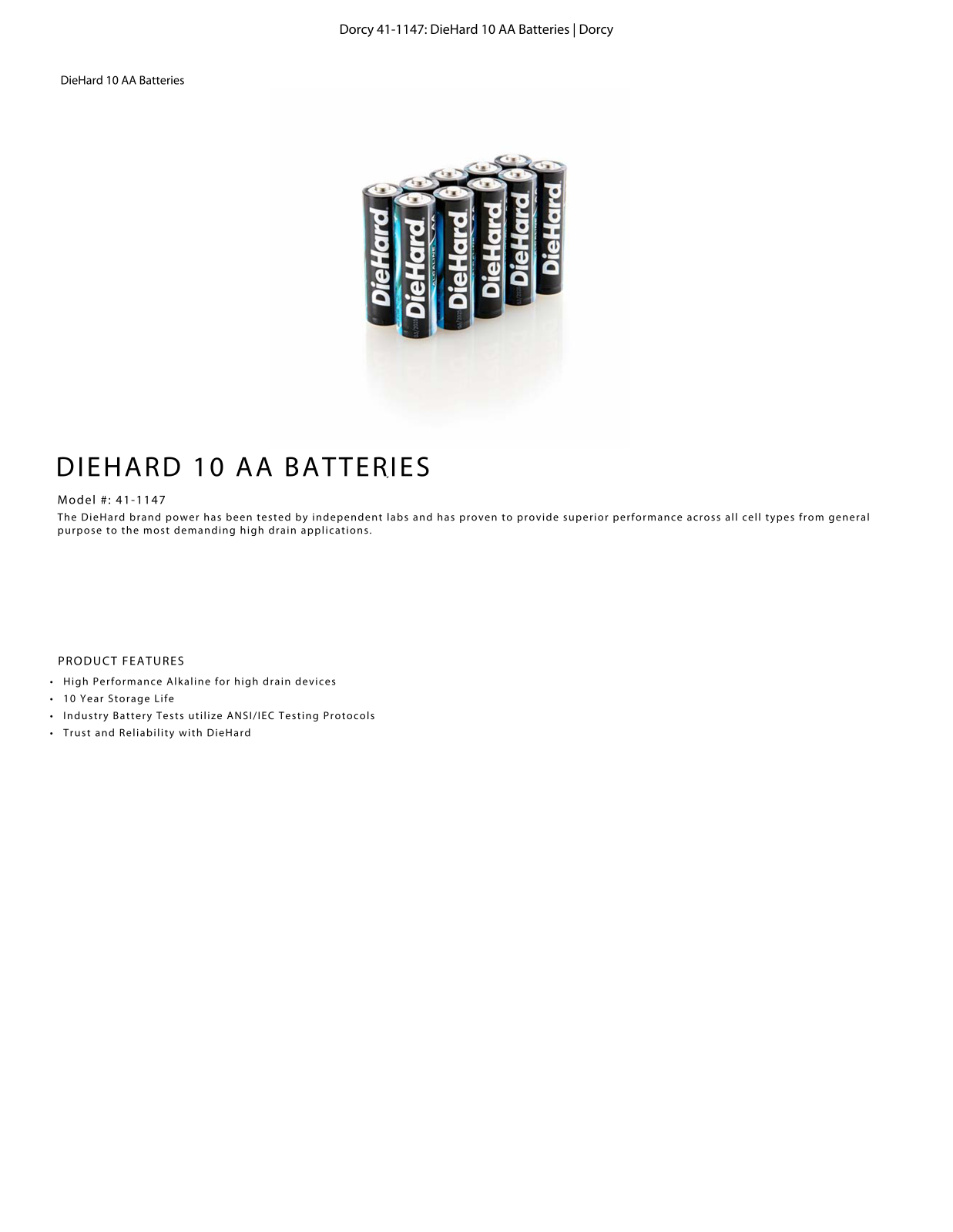 DieHard 41-1147 Data Sheet - ManualMachine.com