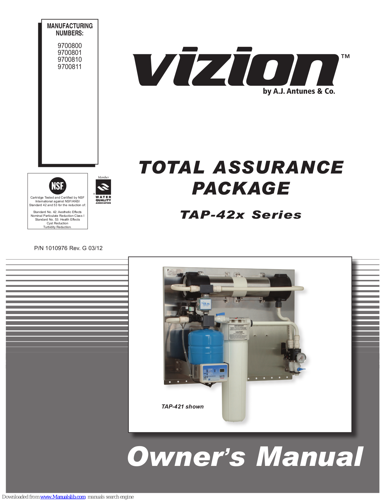 Vizion TAP-42x Series, TAP-421, TAP-420 Owner's Manual