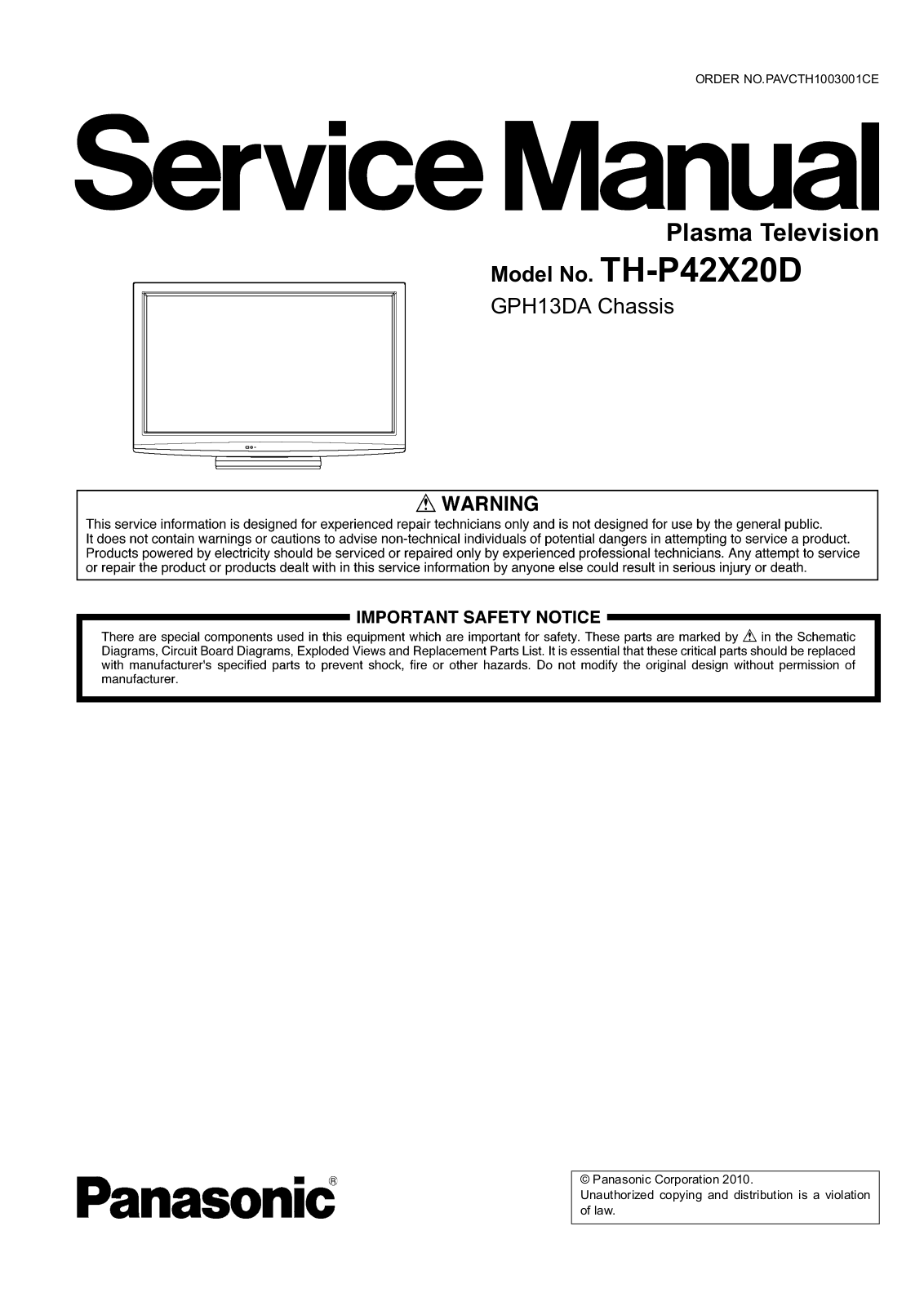 Panasonic TH-P42X20D Schematic