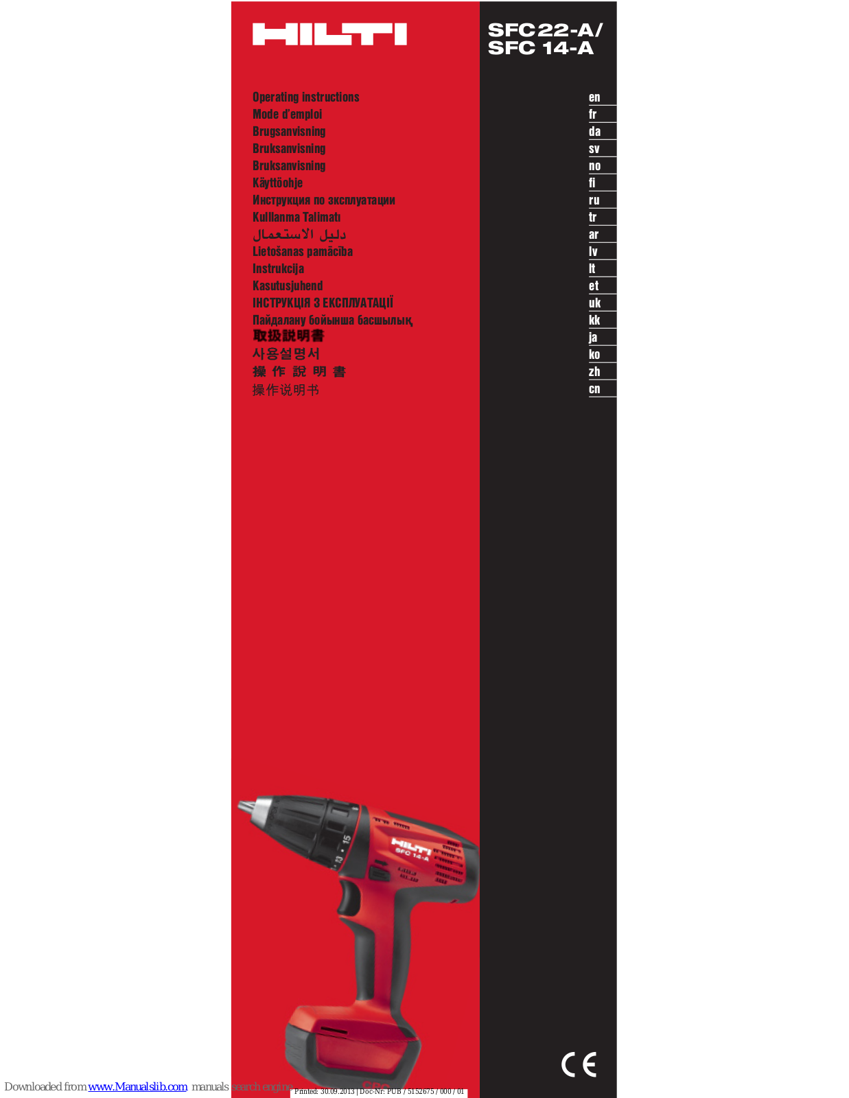 Hilti SFC22-A, SFC 14-A Operating Instructions Manual