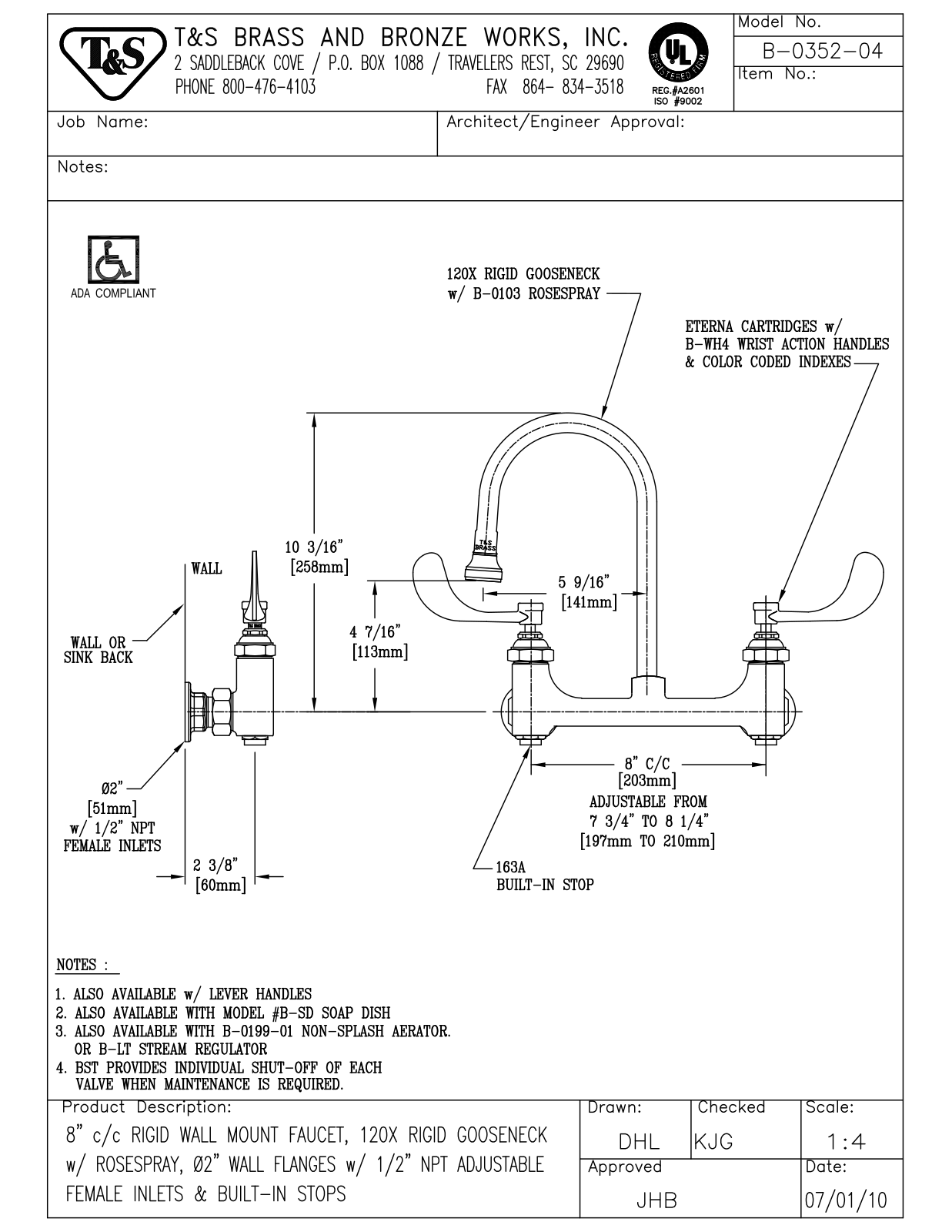 T & S Brass & Bronze Works B-0352-04 General Manual