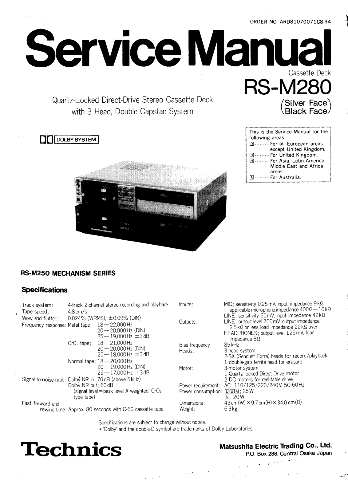 Technics RSM-280 Service manual
